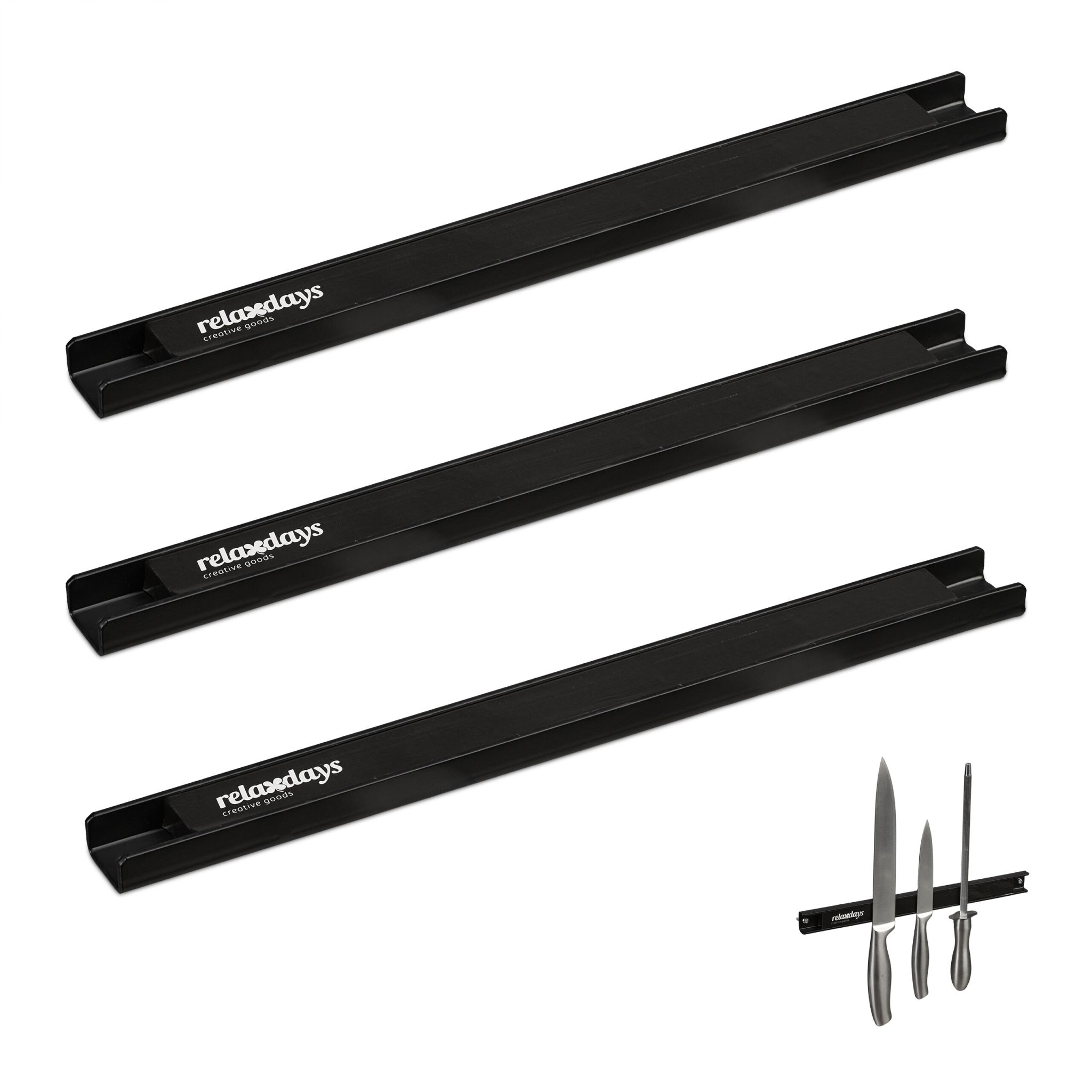Magnetleiste 30cm 3er-Set Schwarz