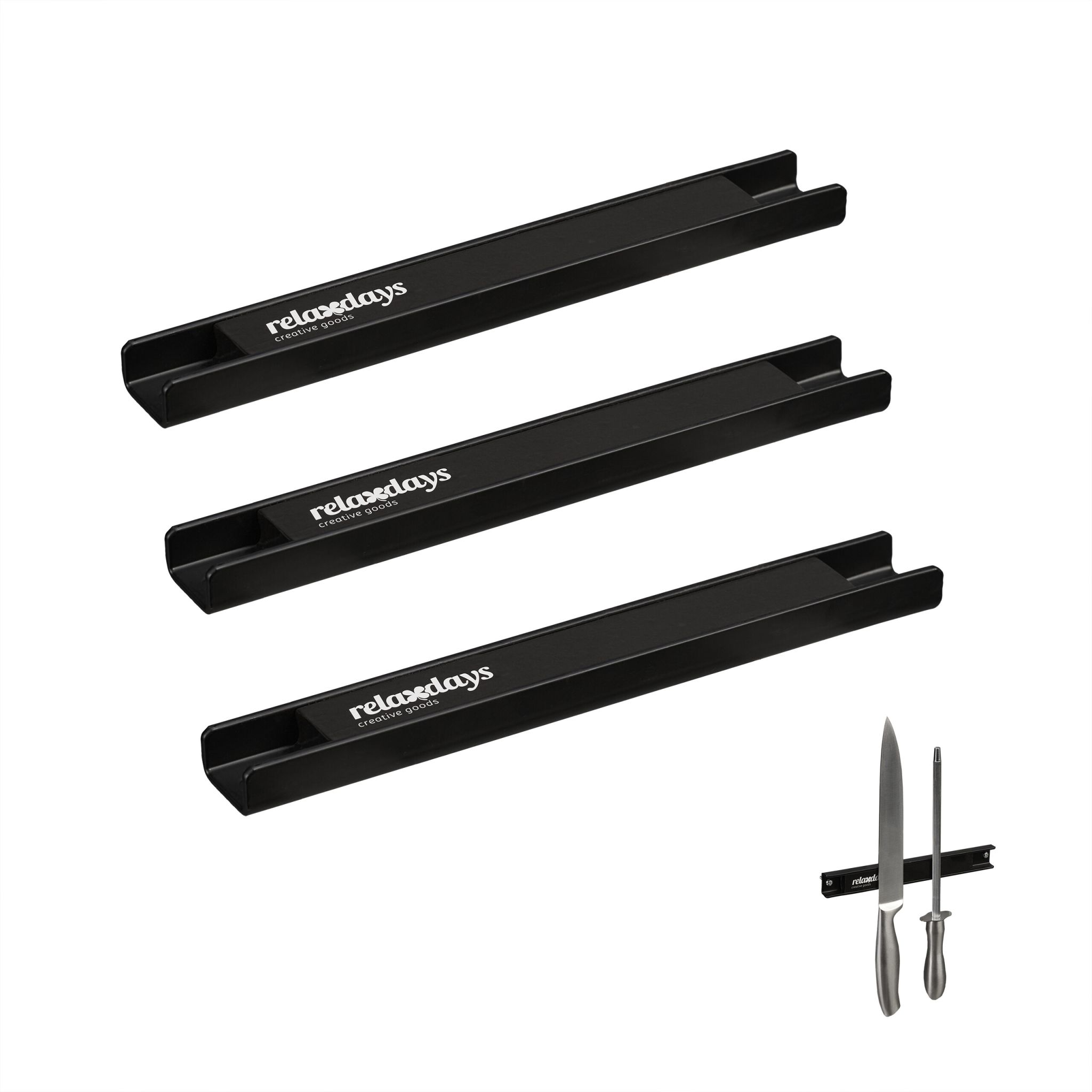 Magnetleiste Stahl 3er-Set Schwarz