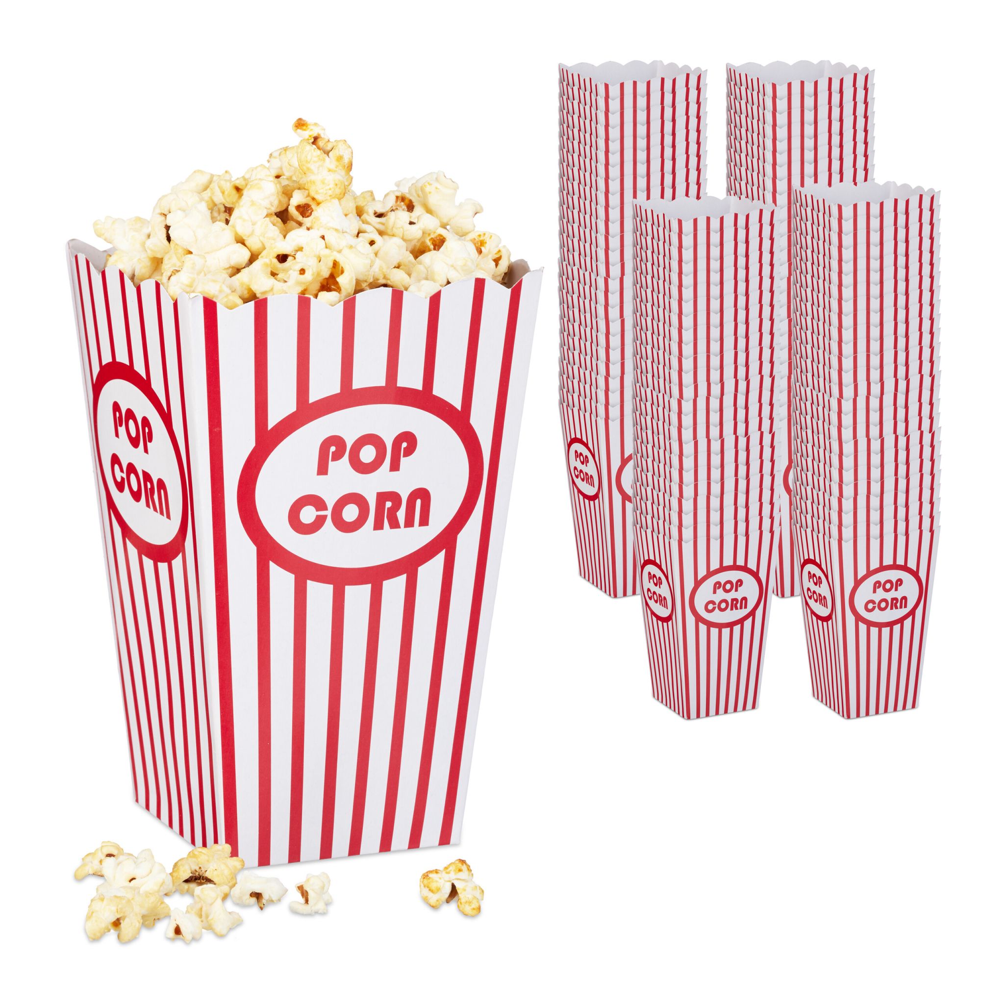Popcorntüten 100er-Set Weiss-Rot