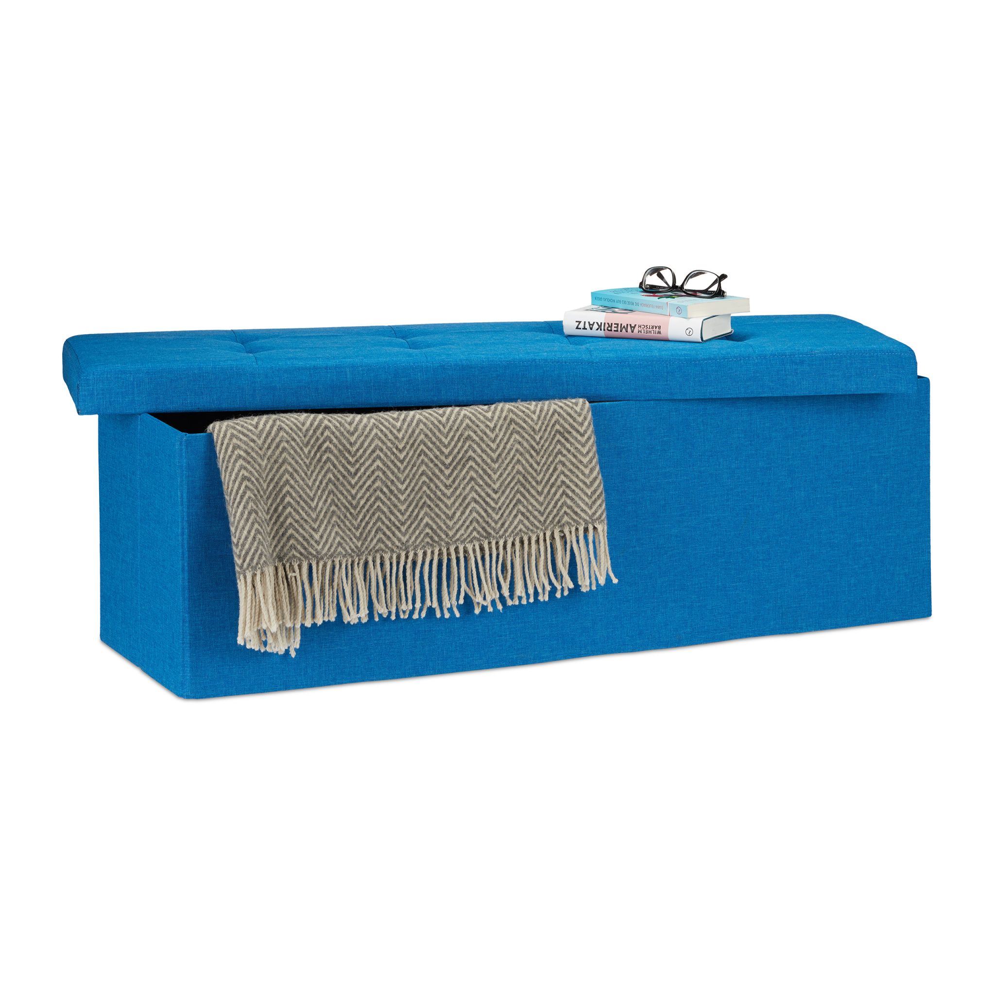 Faltbare Sitzbank Leinen Blau