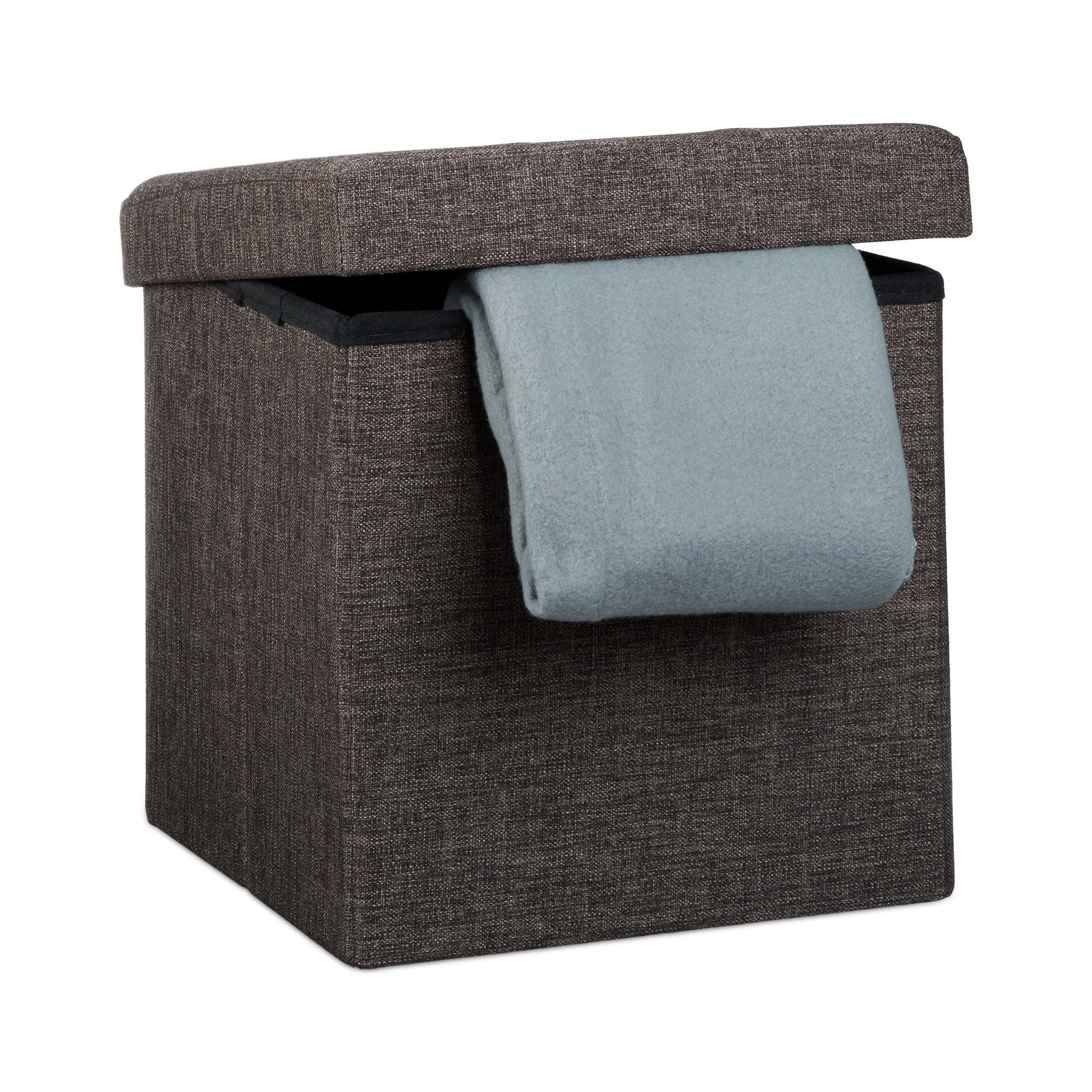 Faltbarer Sitzhocker mit Stauraum Leinen Braun