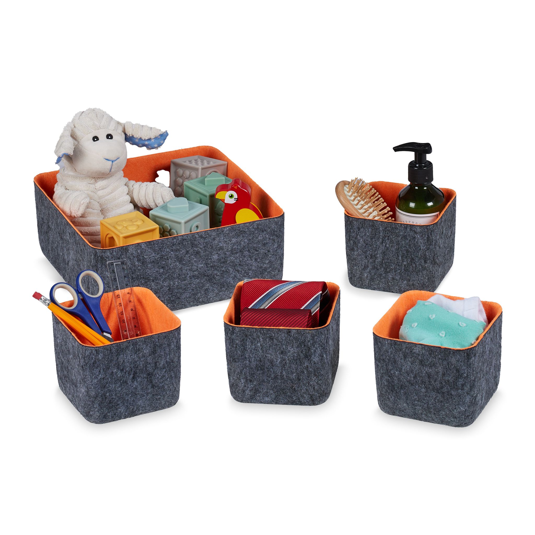 Schubladen Organizer 5er-Set Anthrazit-Orange
