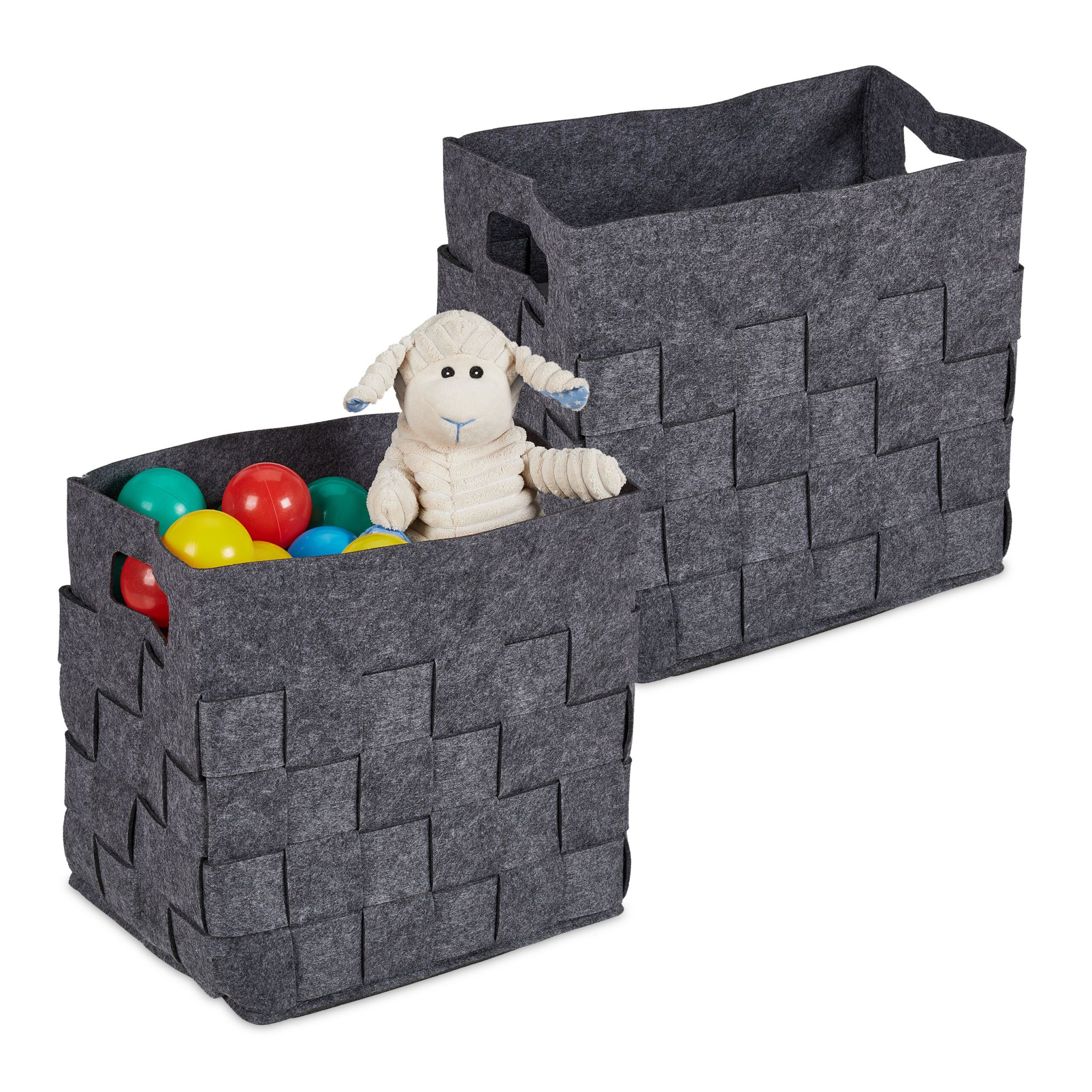 Grauer Aufbewahrungskorb Filz 2er-Set Grau