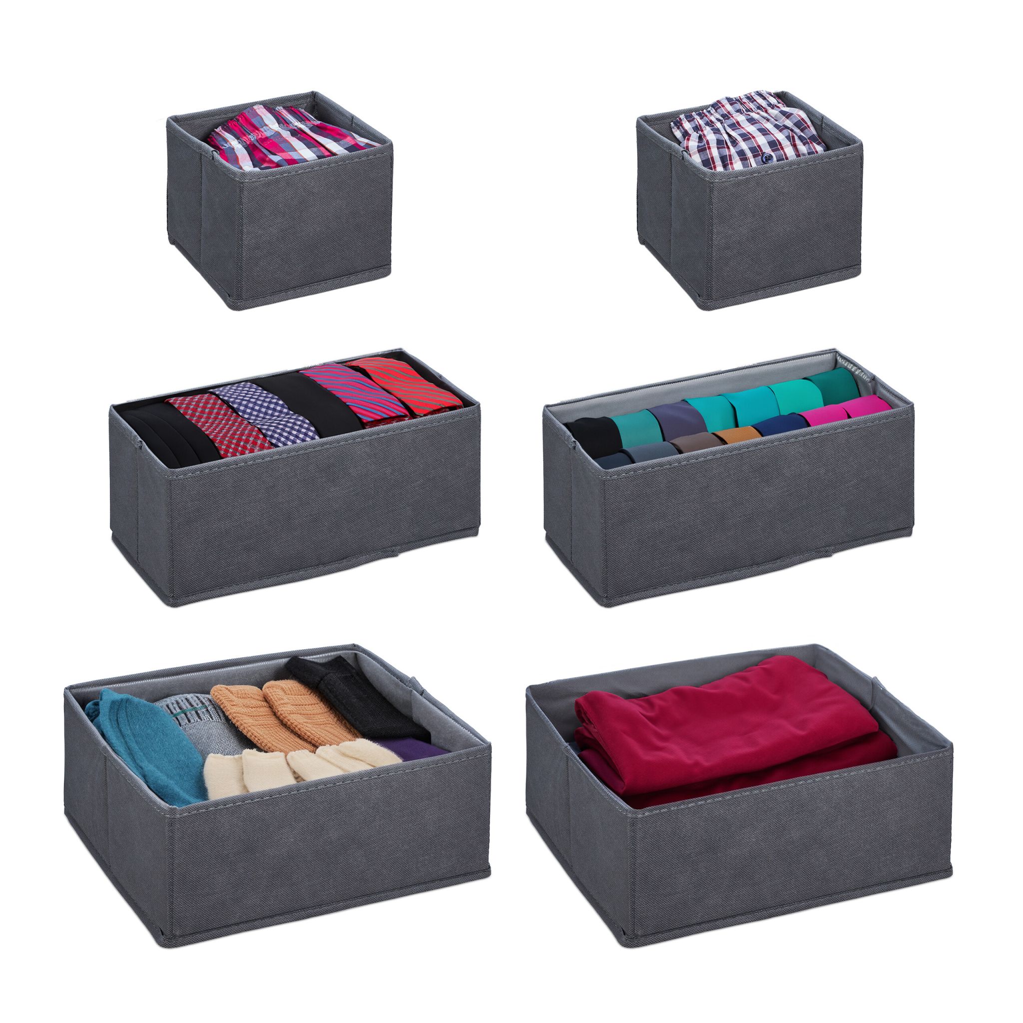 Schubladenorganiser 6er-Set Grau