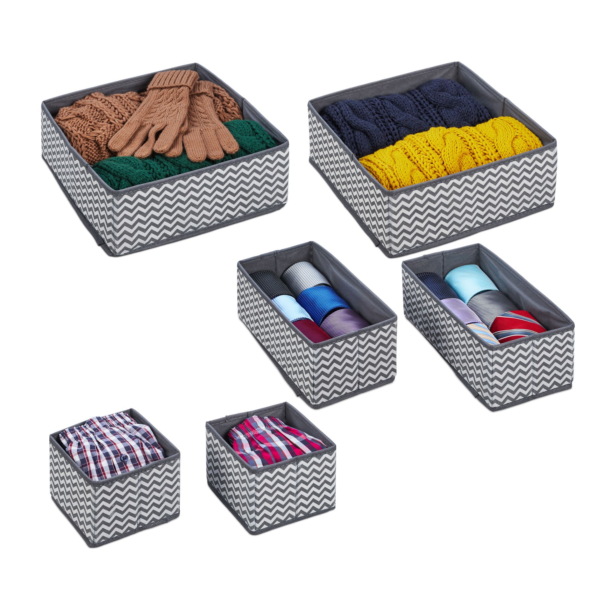 Schubladenorganiserset 6-tlg. Weiss-Grau