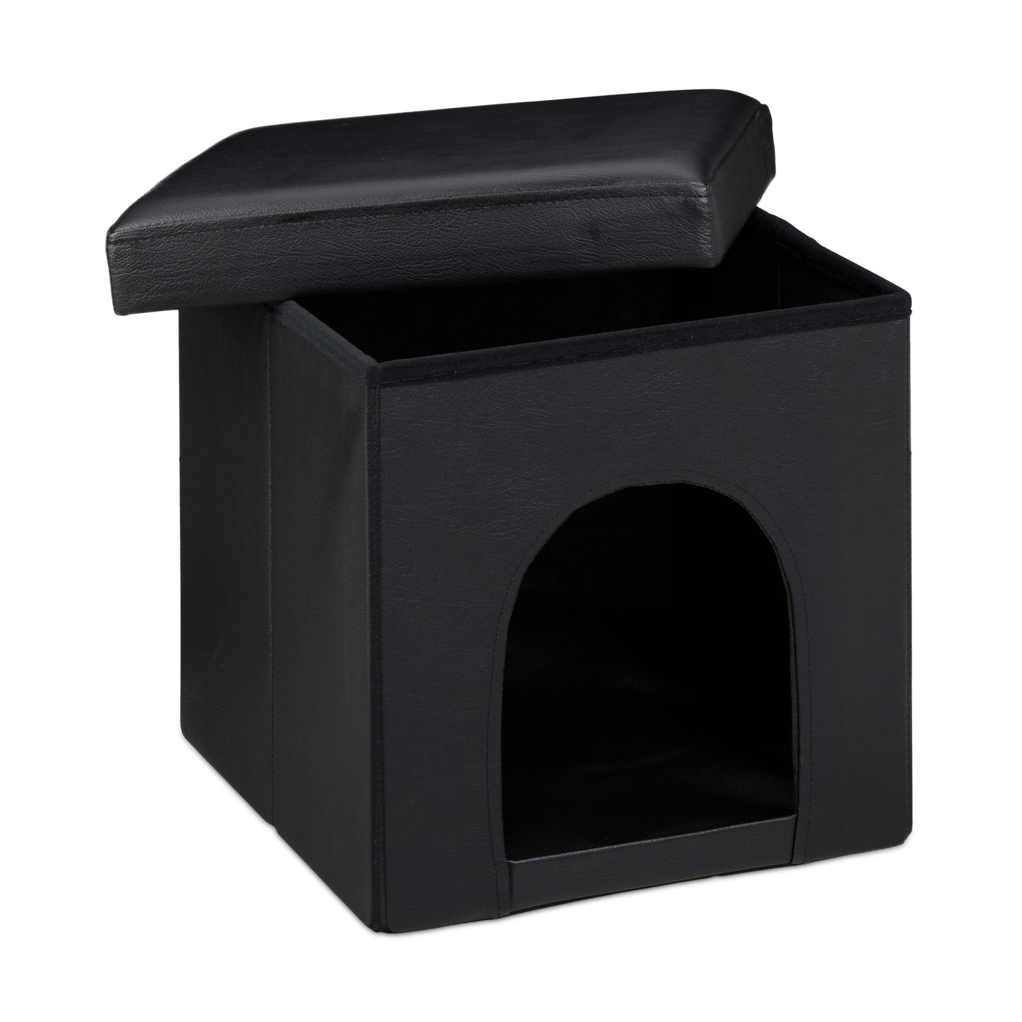 Hundebox Sitzhocker Schwarz