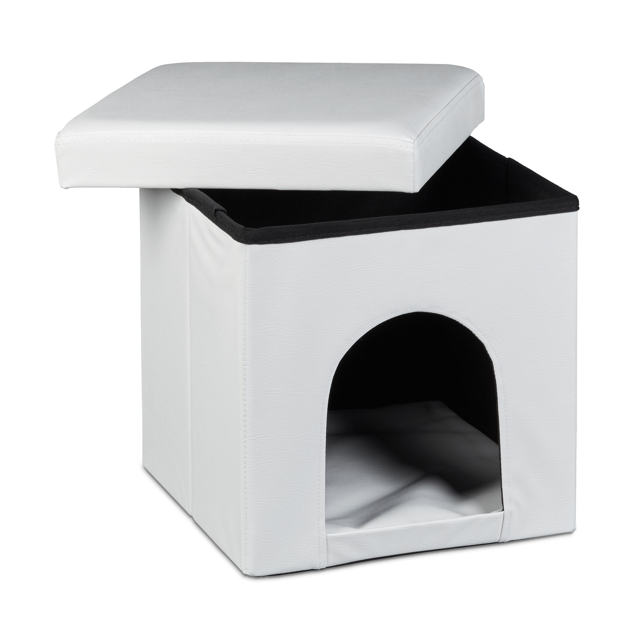 Hundebox Sitzhocker Weiss