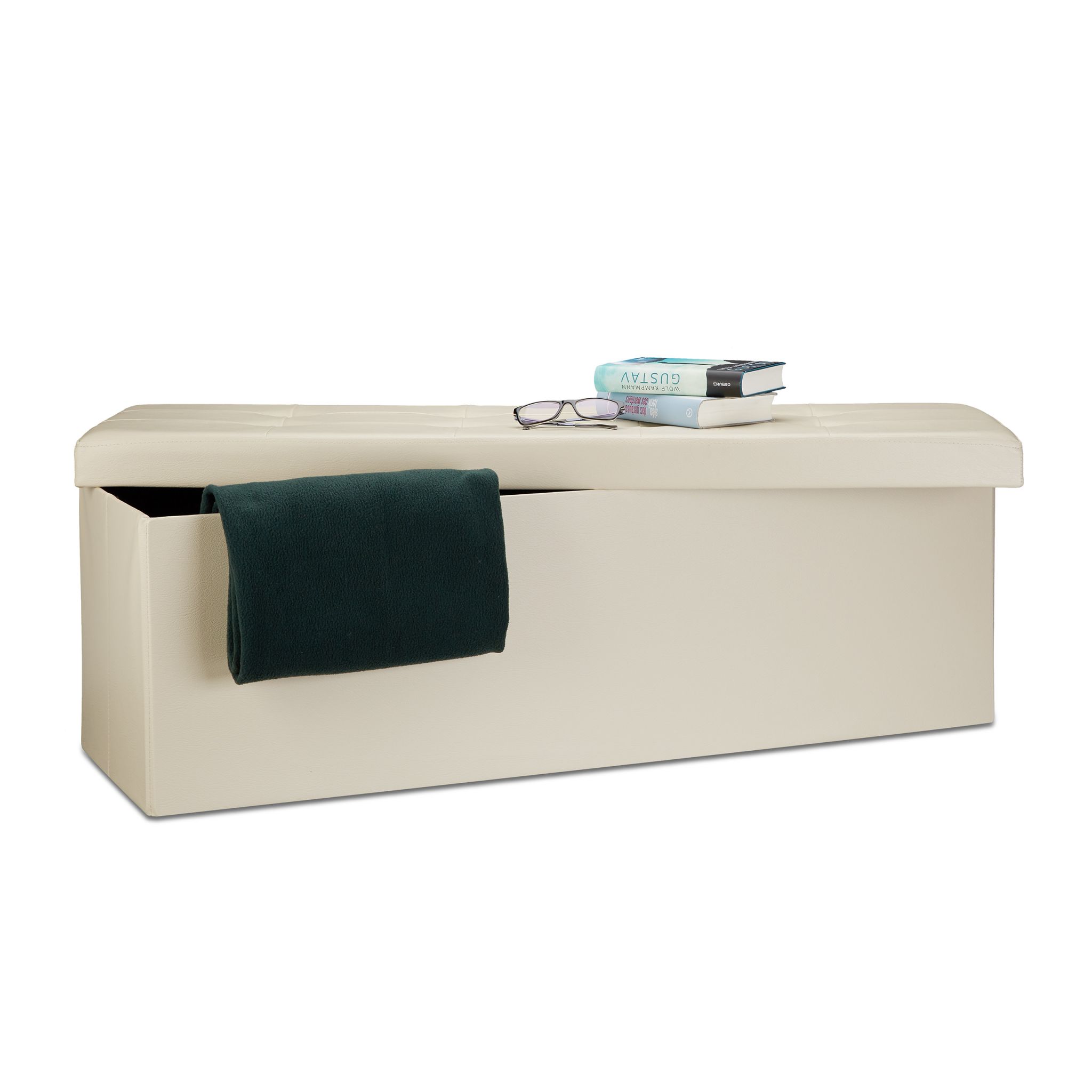 Faltbare Sitzbank Kunstleder Creme
