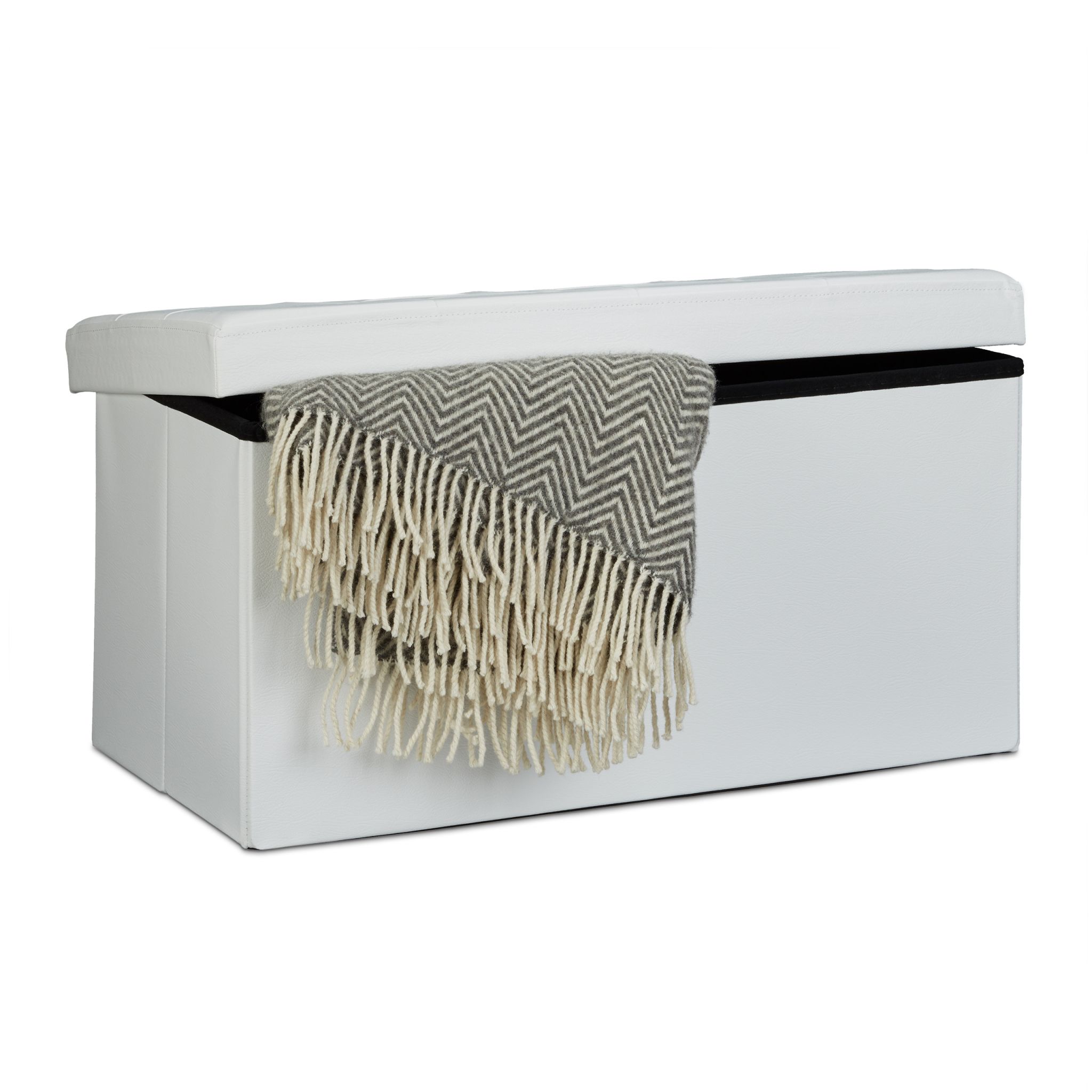 Sitzbank mit Stauraum Kunstleder Weiss