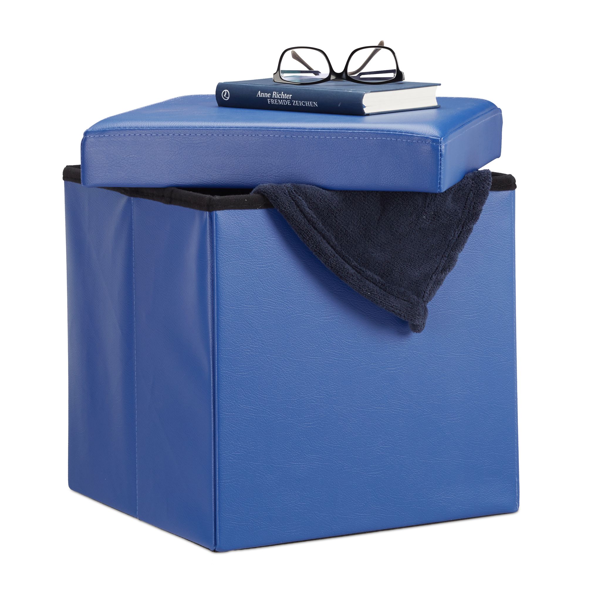 Faltbarer Sitzhocker Kunstleder Blau