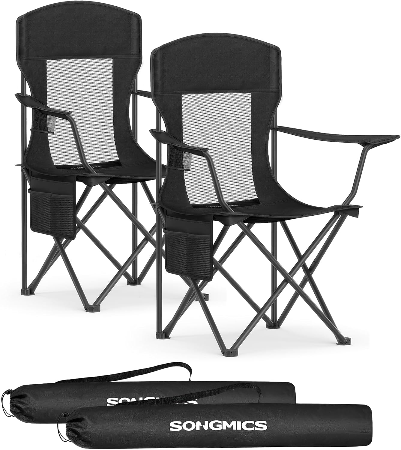 Campingstühle 2er-Set klappbar Armlehnen schwarz Stahl