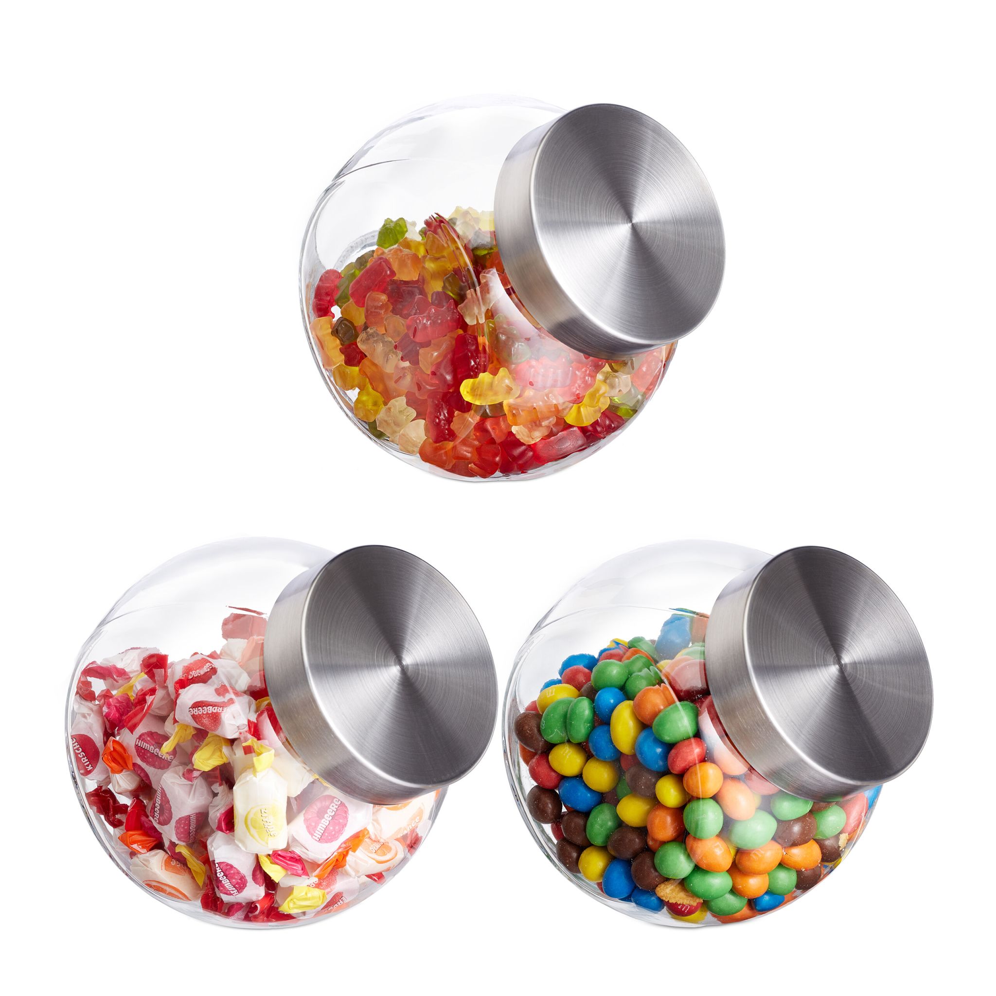 Bonbongläser 3er-Set 1,5L Silber-Transparent