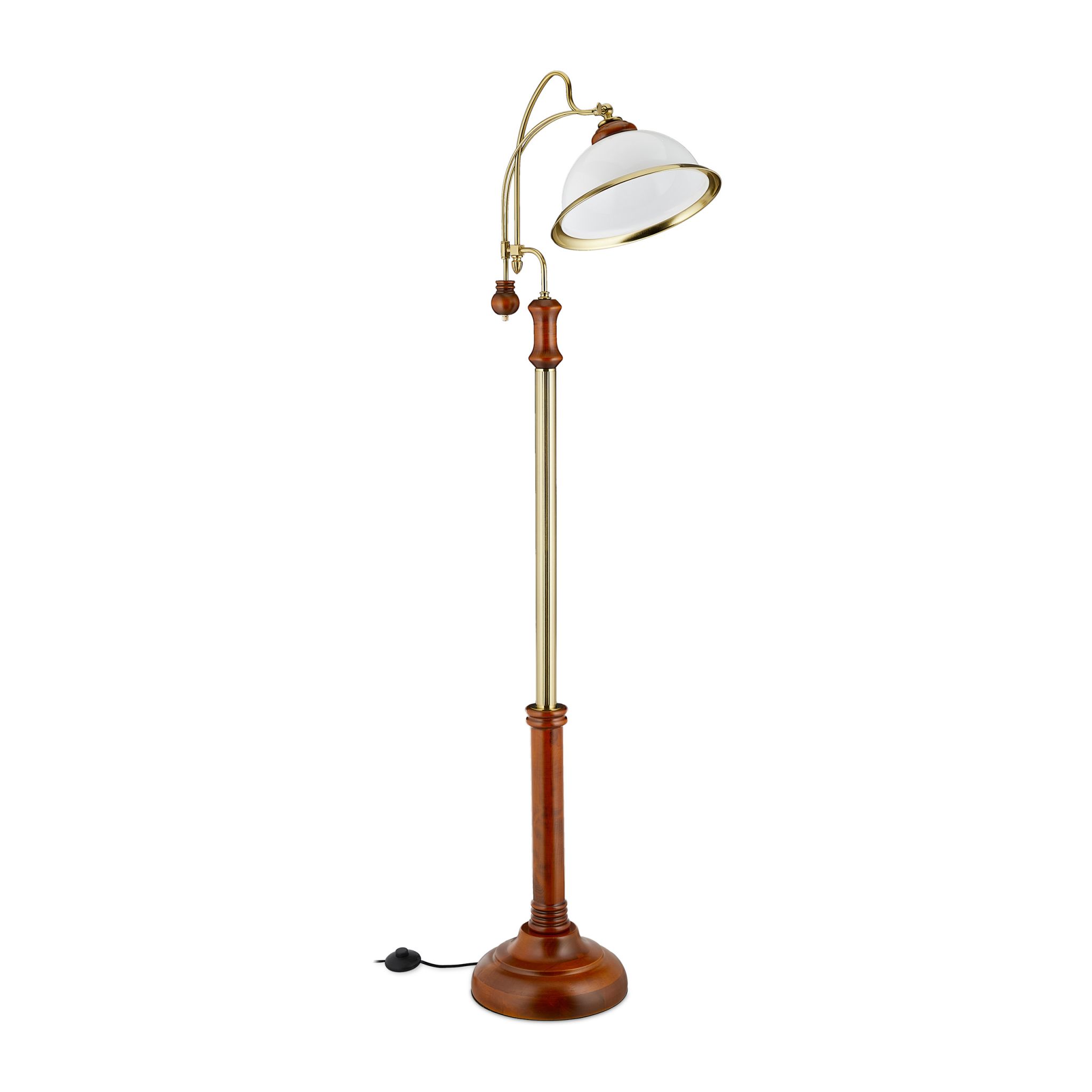 Stehlampe Jugendstil Weiss-Braun-Gold