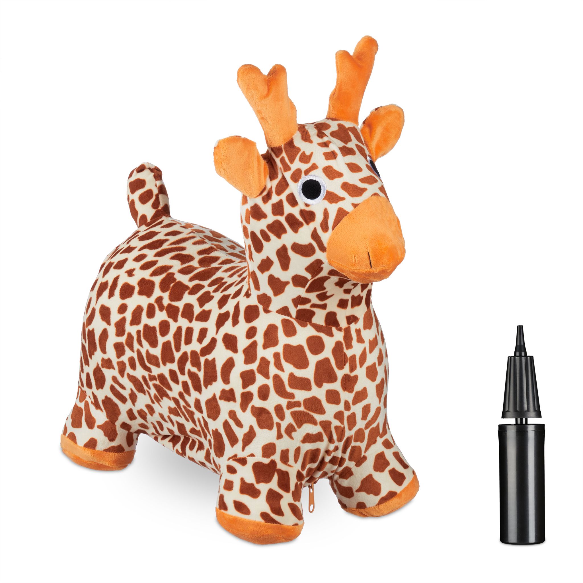 Hüpftier Giraffe mit Bezug Creme-Hellbraun-Orange