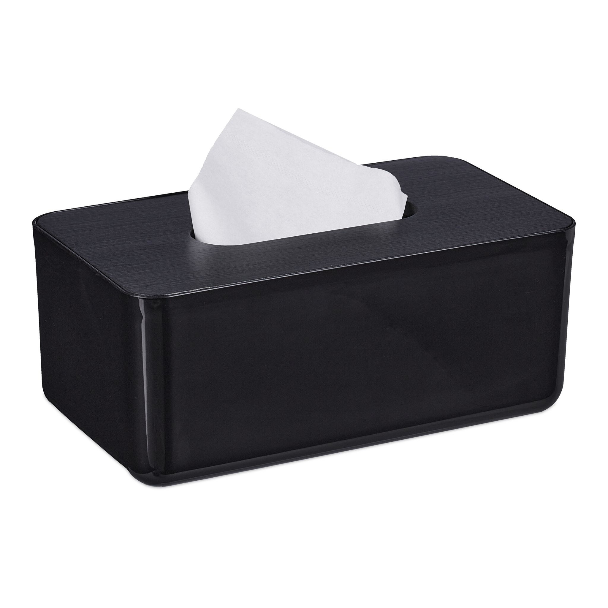 Tücherbox mit Bambusdeckel Schwarz