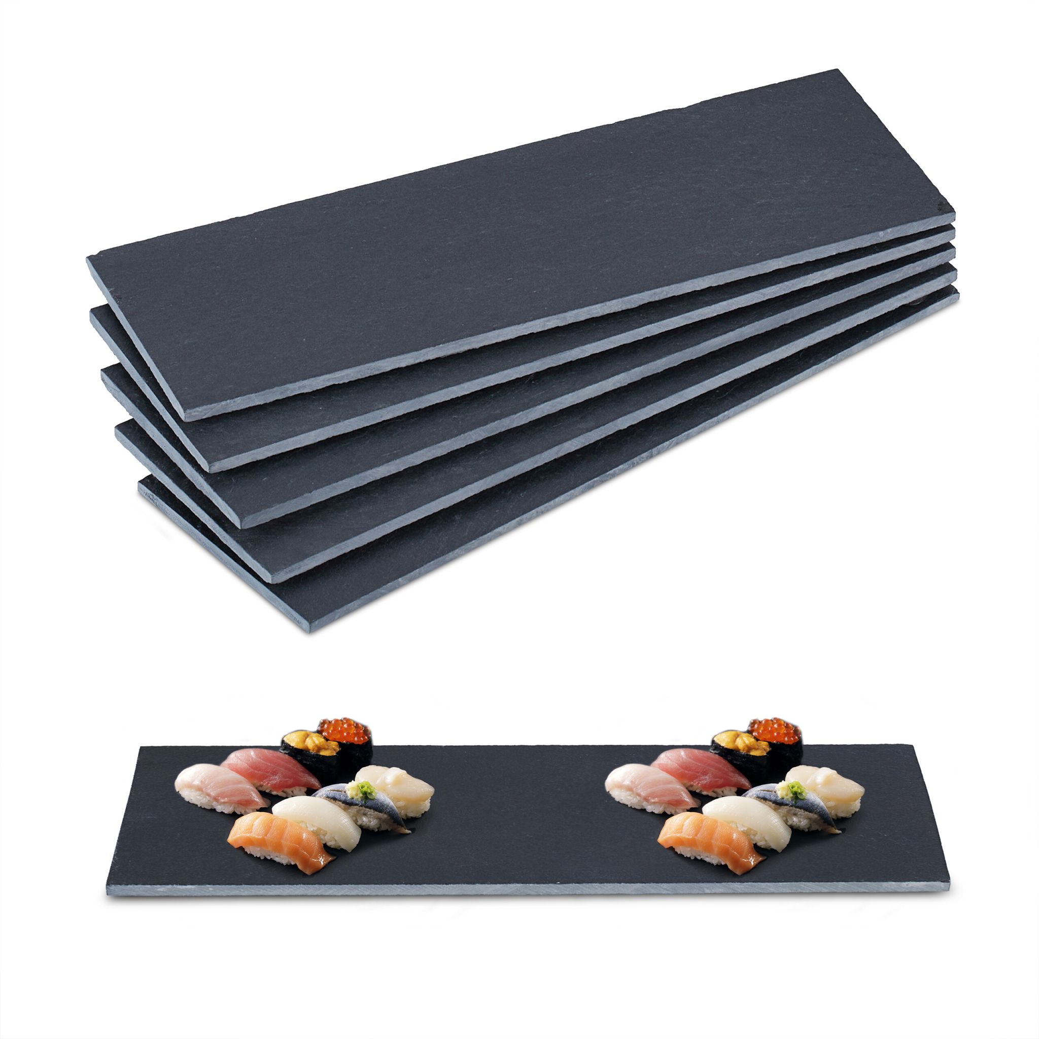 Schieferplatte 30 x 10cm 6er-Set Anthrazit