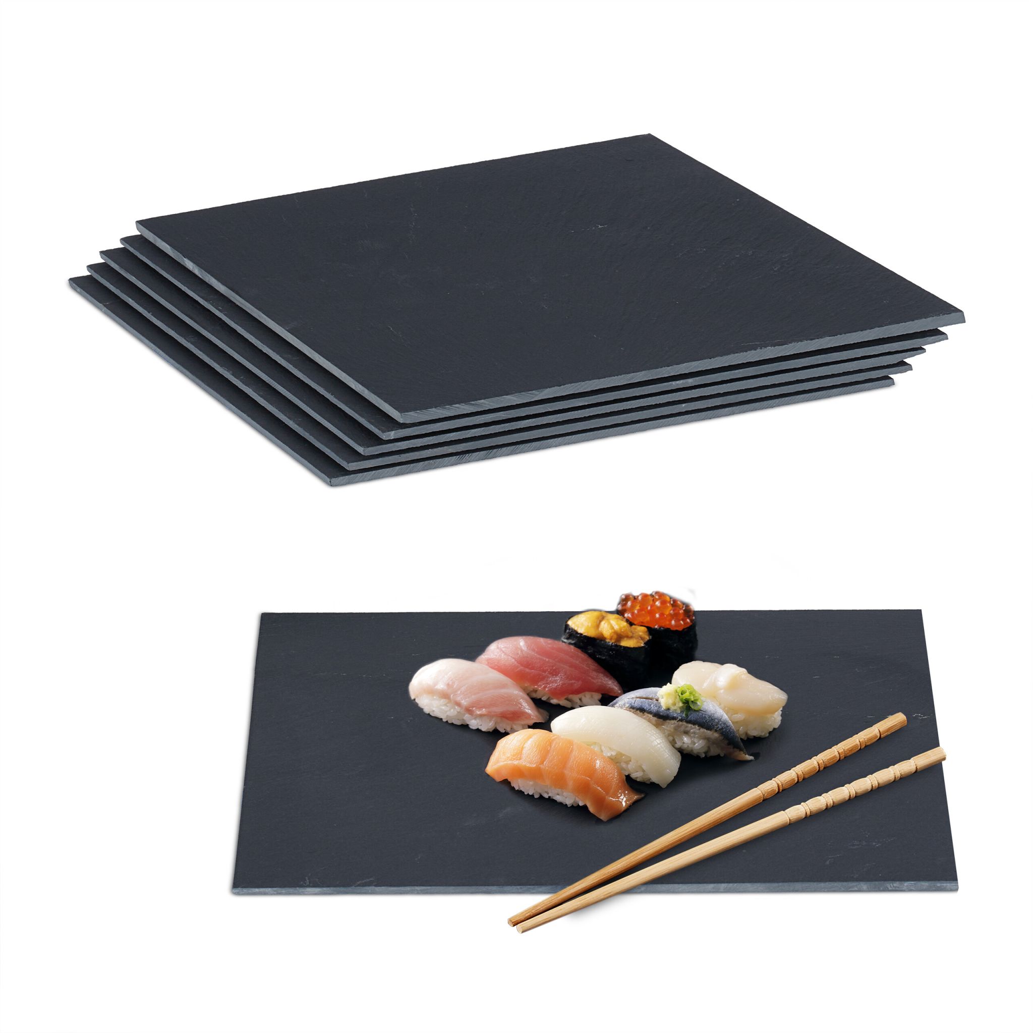 Schieferplatte 40 x 30cm 6er-Set Anthrazit