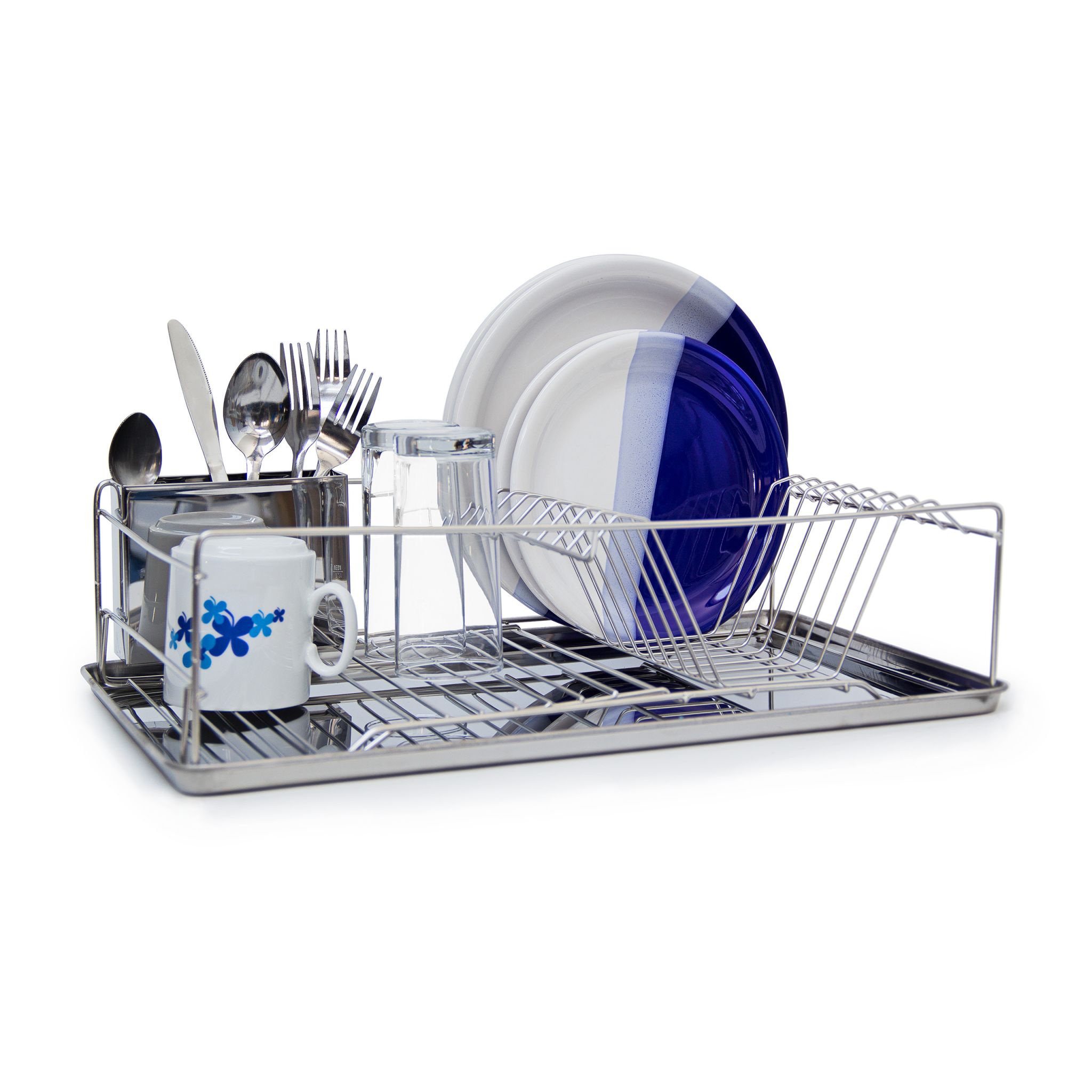 Abtropfgestell mit Besteckkorb XL Silber