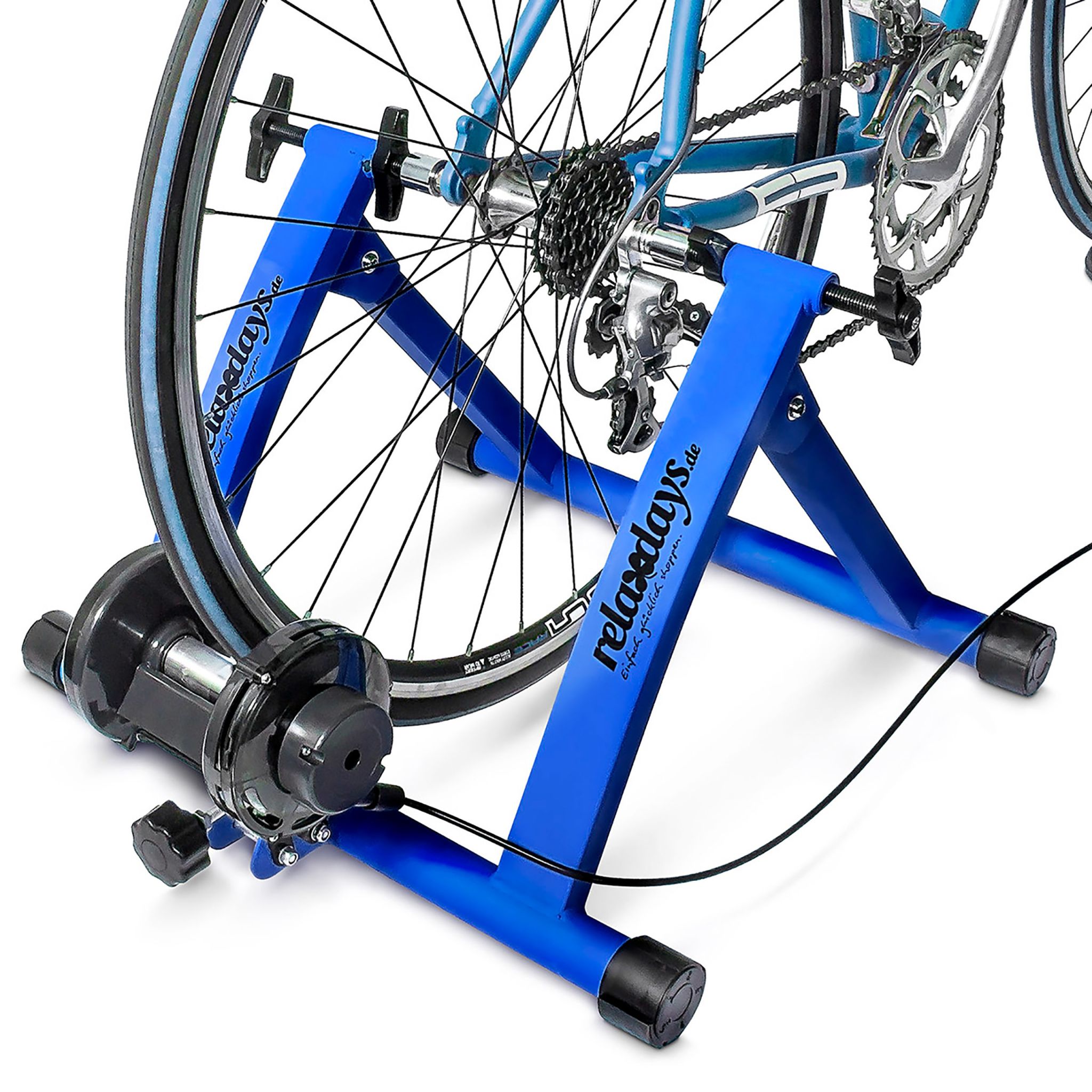 Fahrrad Rollentrainer mit 6 Gängen Blau-Schwarz