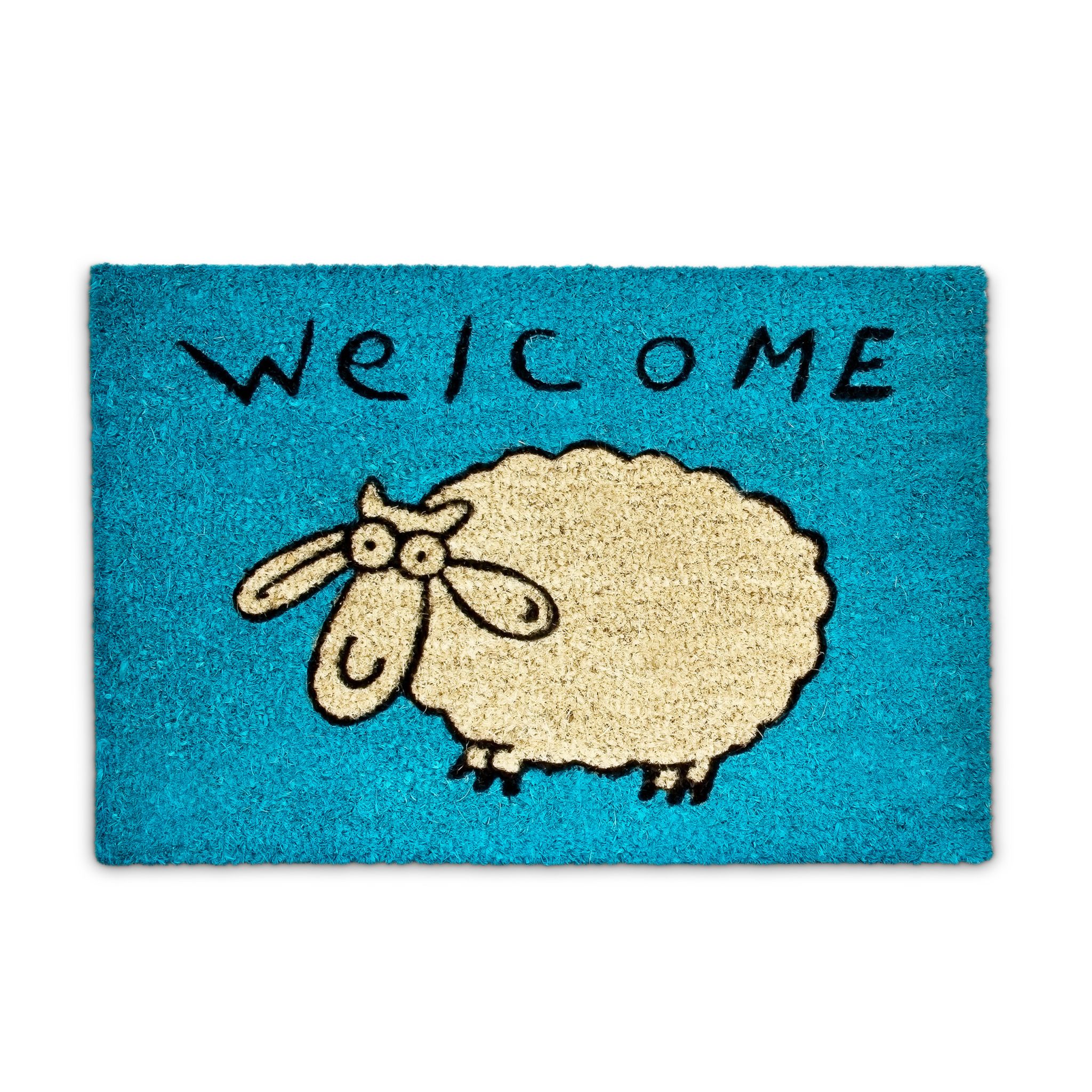 Fussmatte Kokos WELCOME Schaf blau Weiss-Blau