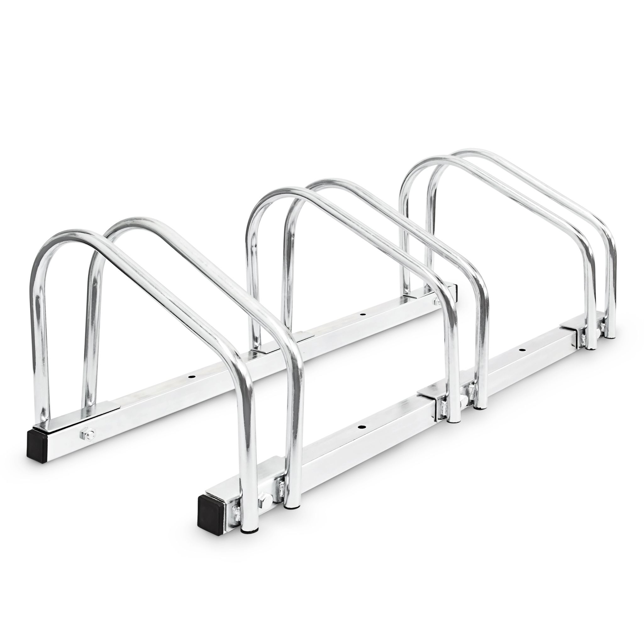 Fahrradständer 3 Fahrräder Stahl Silber