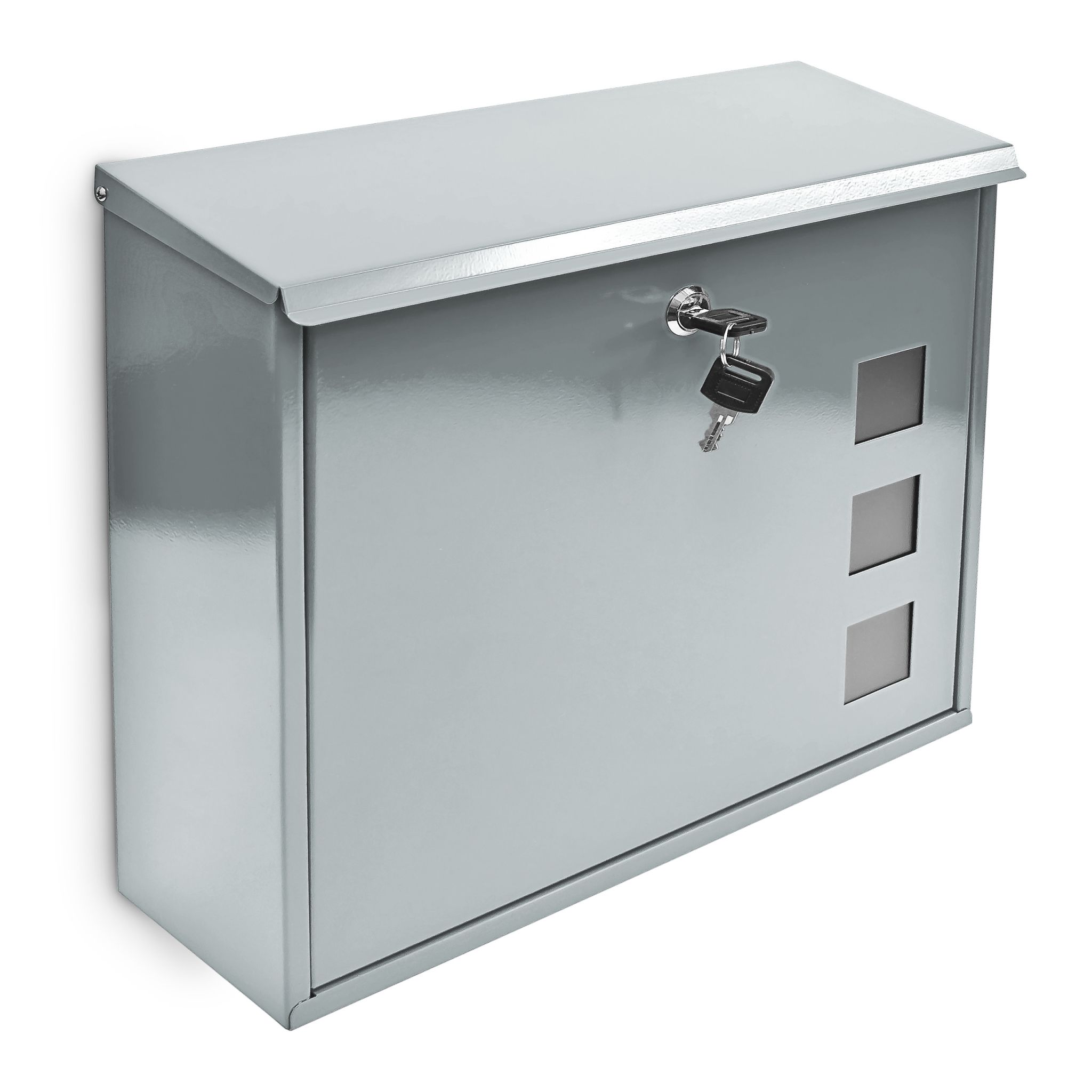 Briefkasten Metall 3 Fenster Farbauswahl Silber