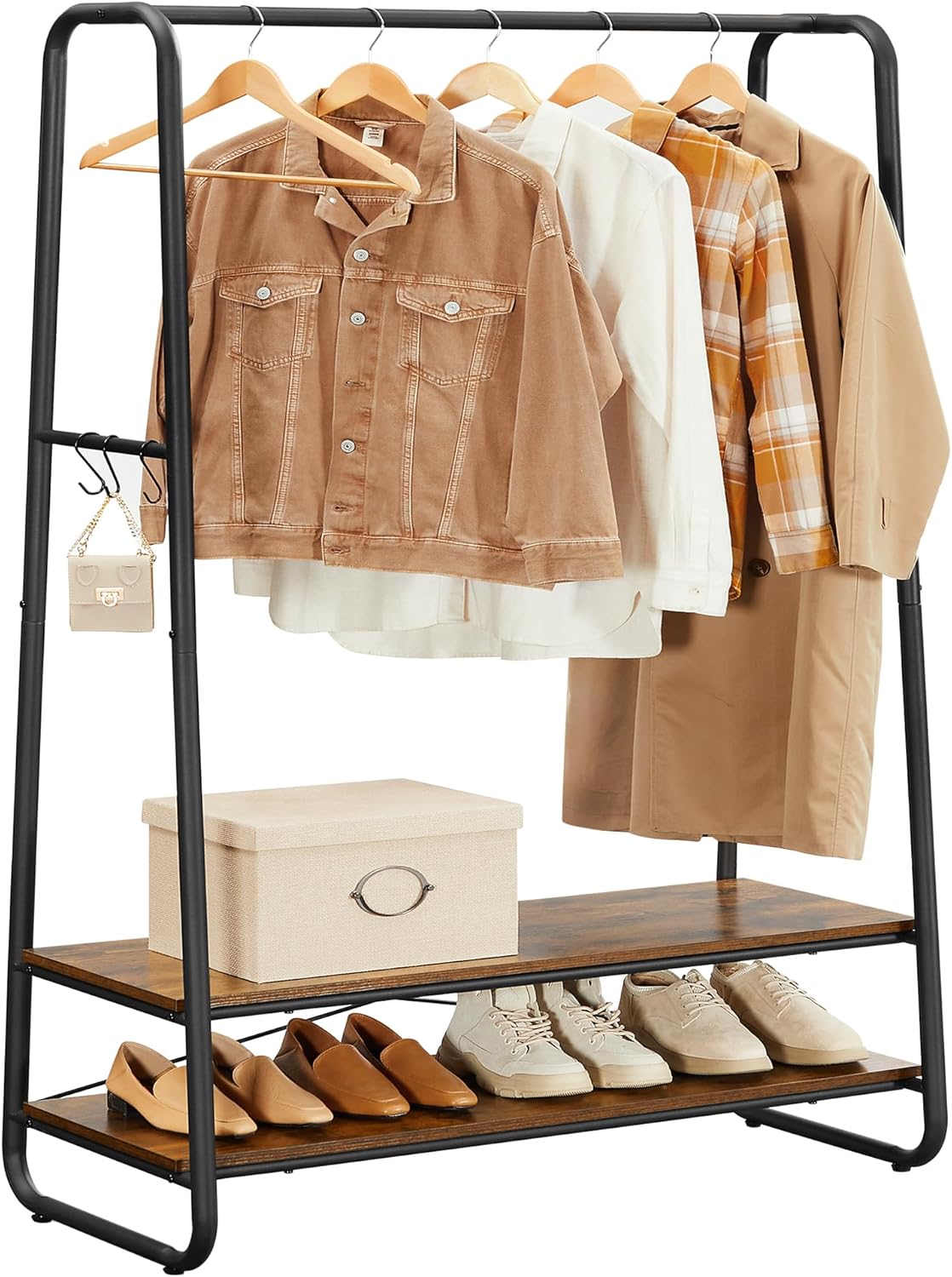 Kleiderständer Garderobe Stahlgestell 6 Haken Vintagebraun