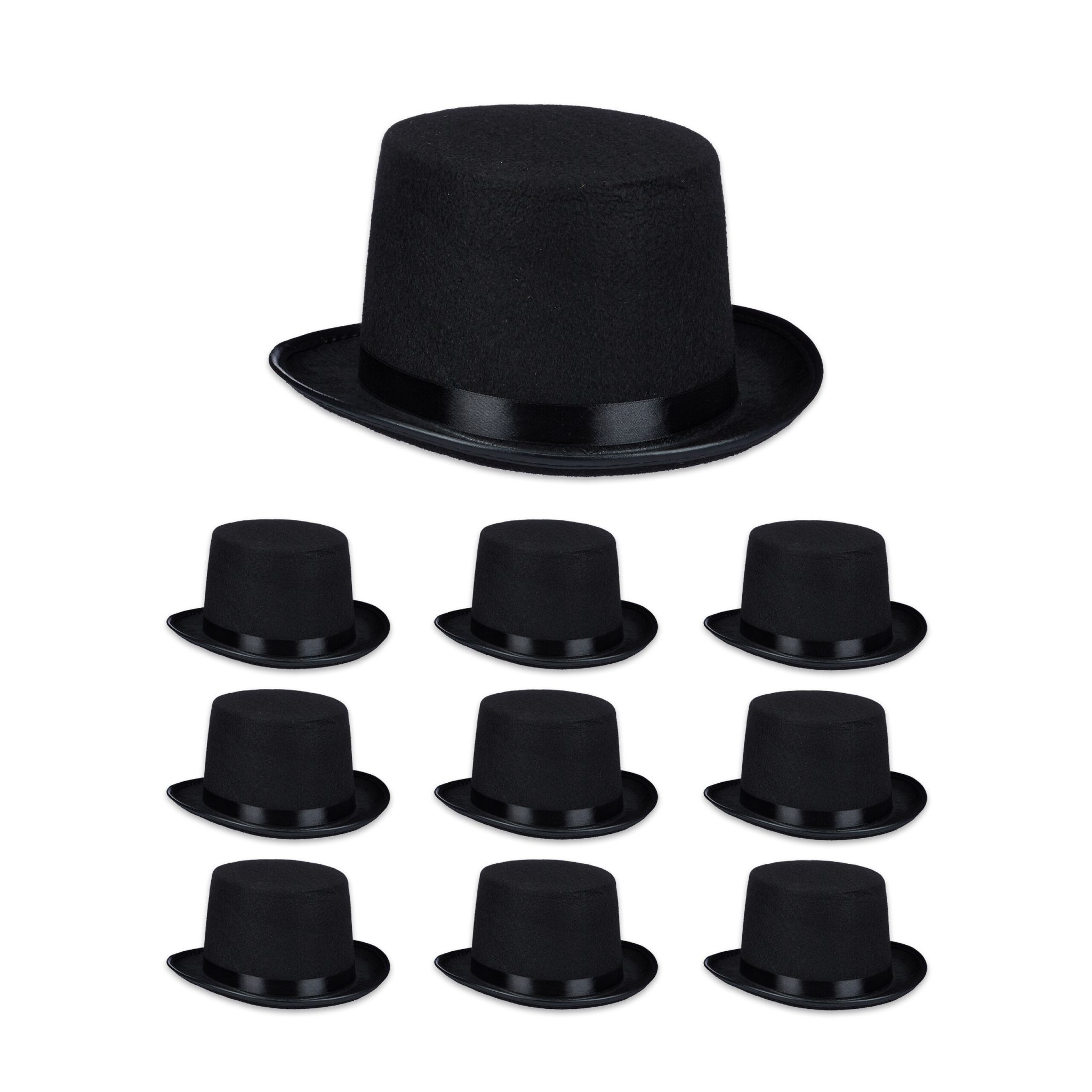 Zylinder Hut 10er-Set Schwarz