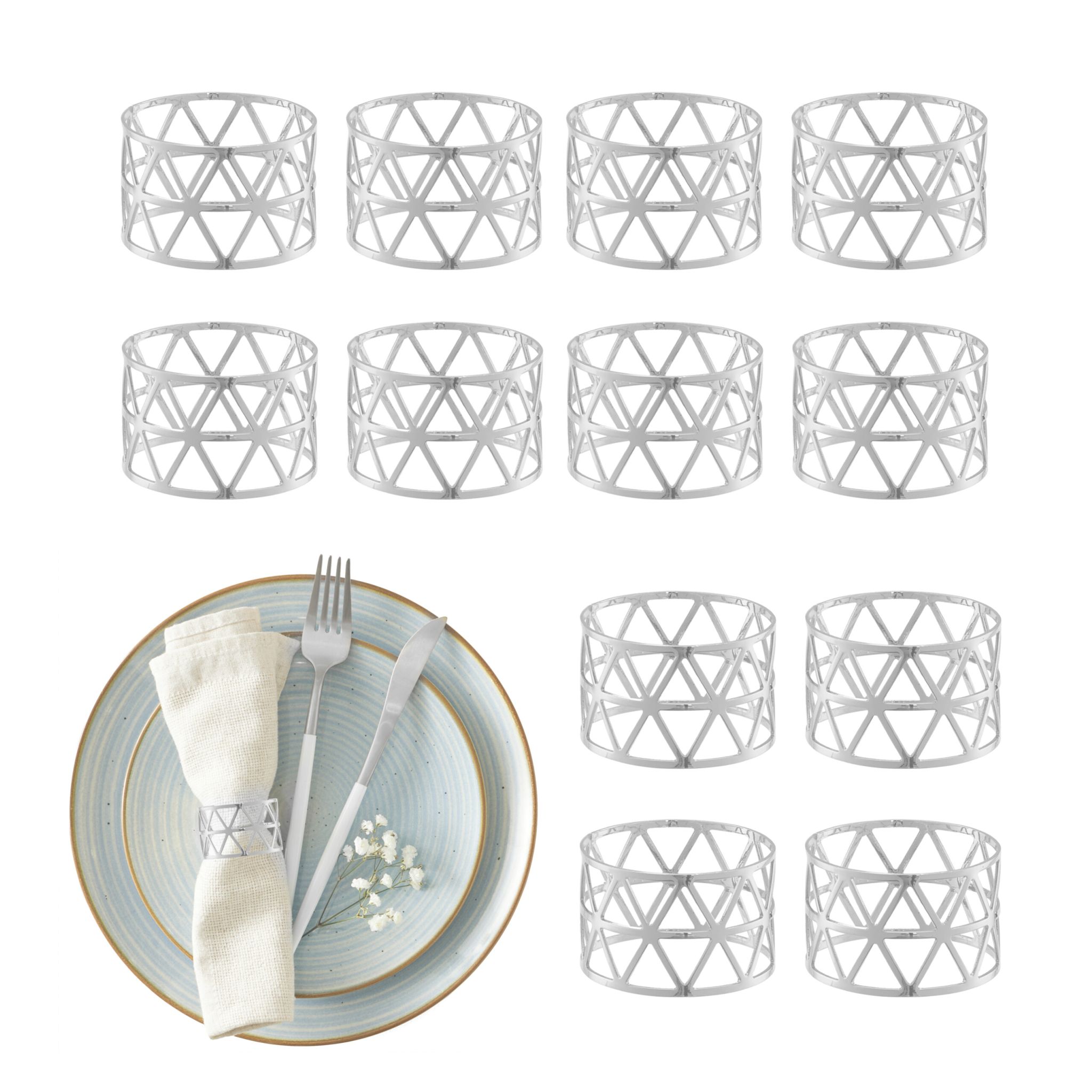 Serviettenringe 12er-Set Silber