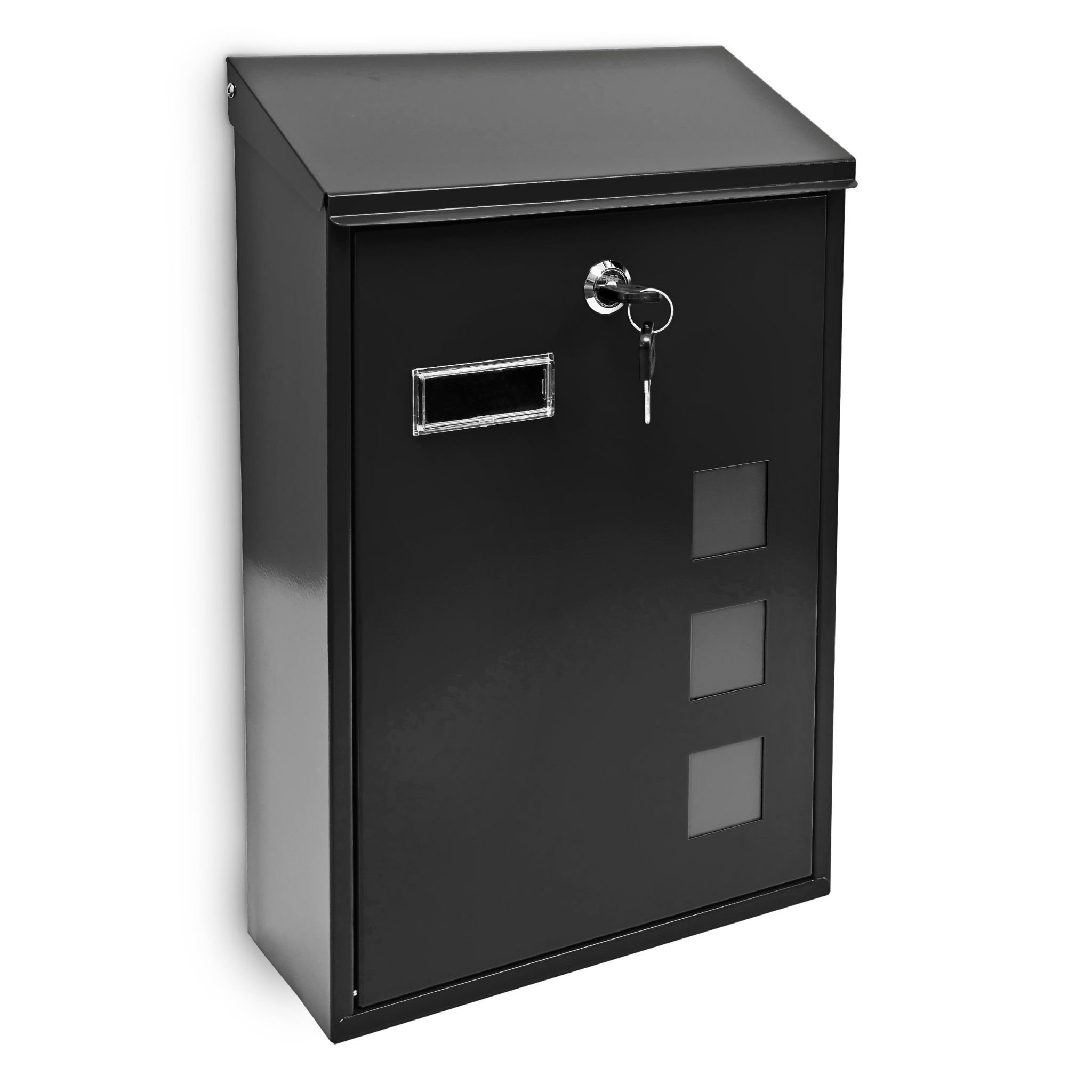 Briefkasten 3 Fenster Farbauswahl Schwarz-Transparent