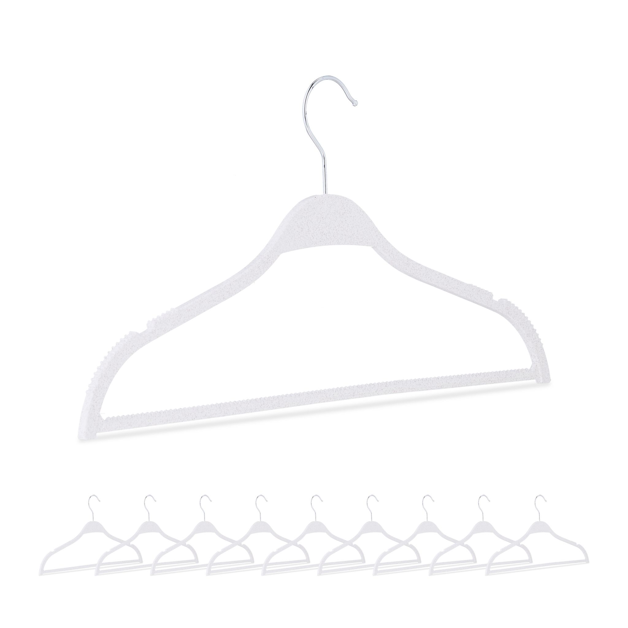 Kleiderbügel Weizenstroh 10er-Set Weiss-Silber