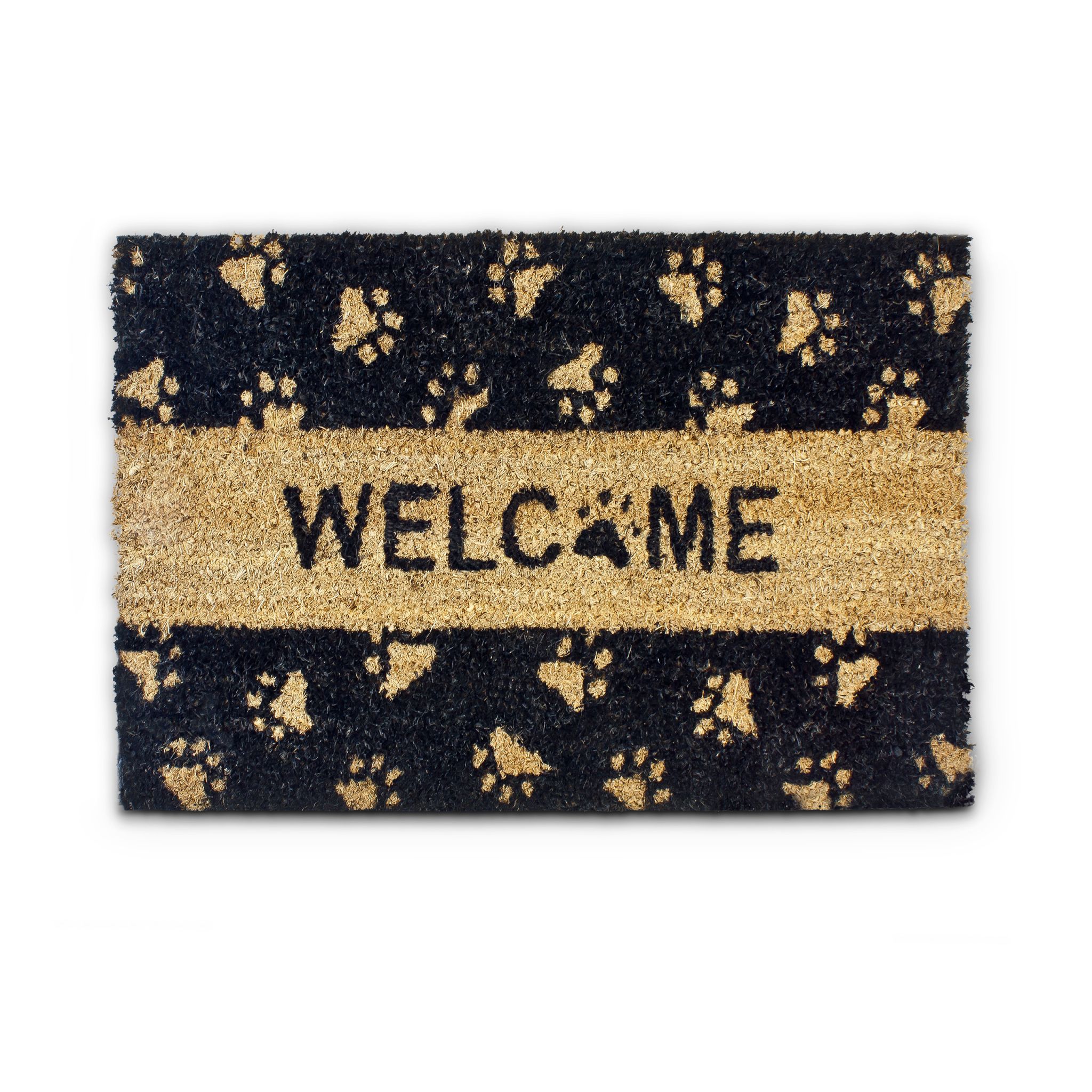 Fussmatte Kokos TATZEN WELCOME Hellbraun-Schwarz