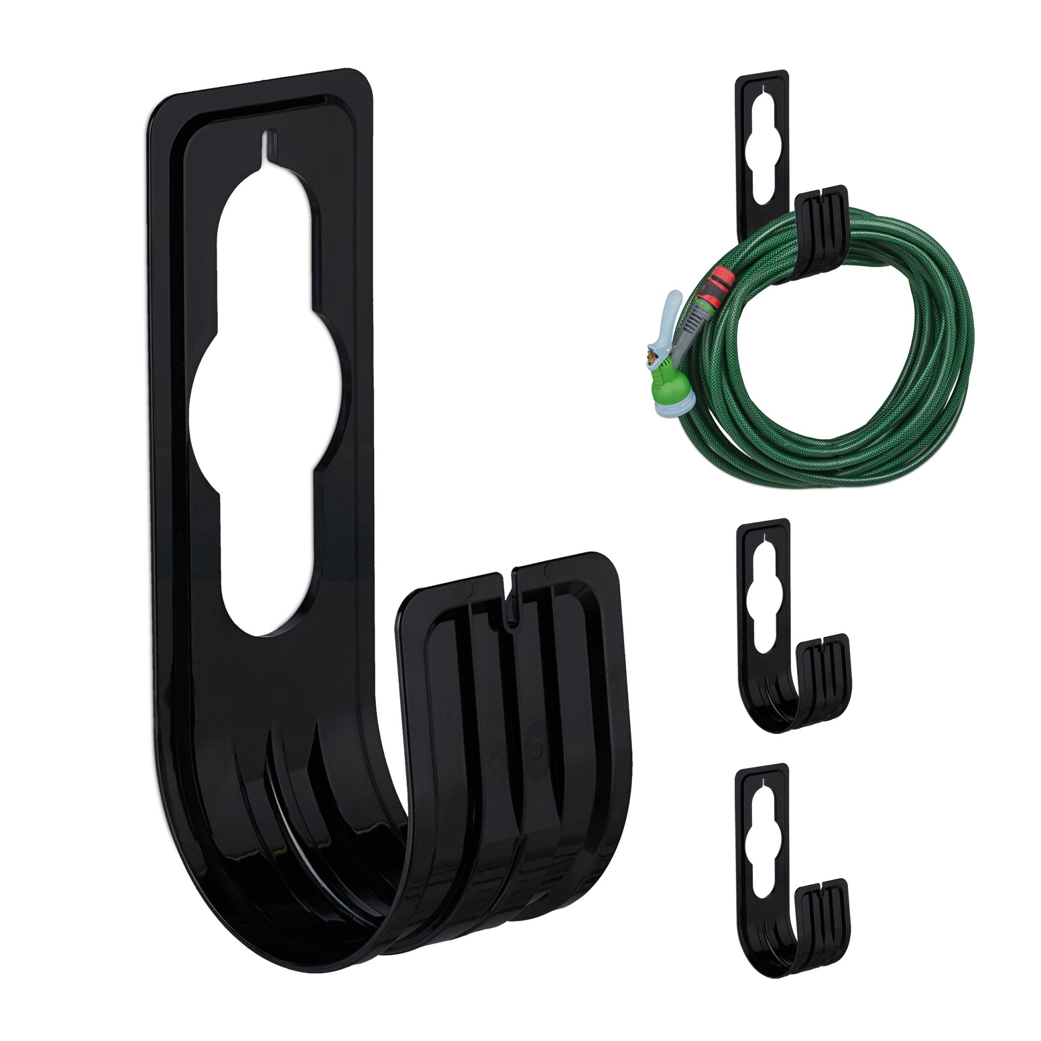 Schlauchhalter 4er-Set Schwarz