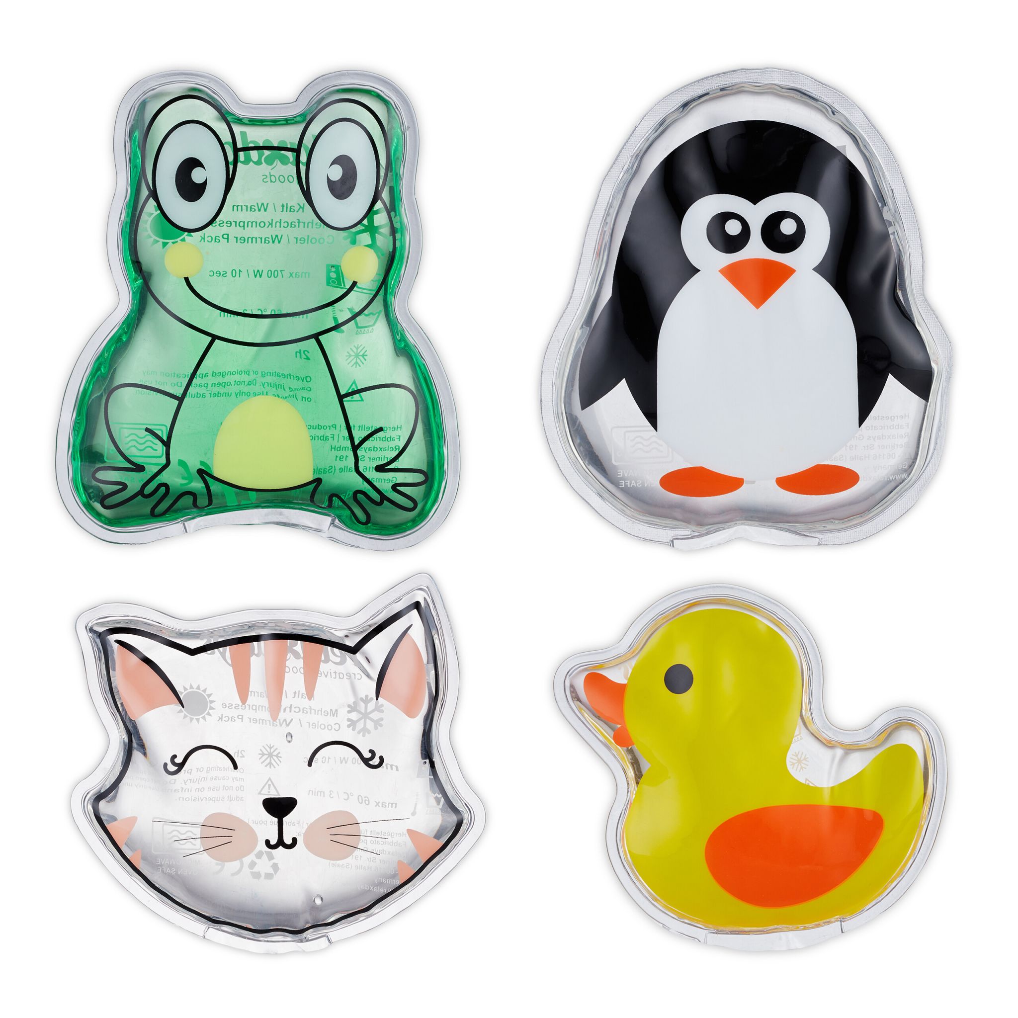 Kühlpads Kinder 4er-Set Gelb-Grün-Transparent