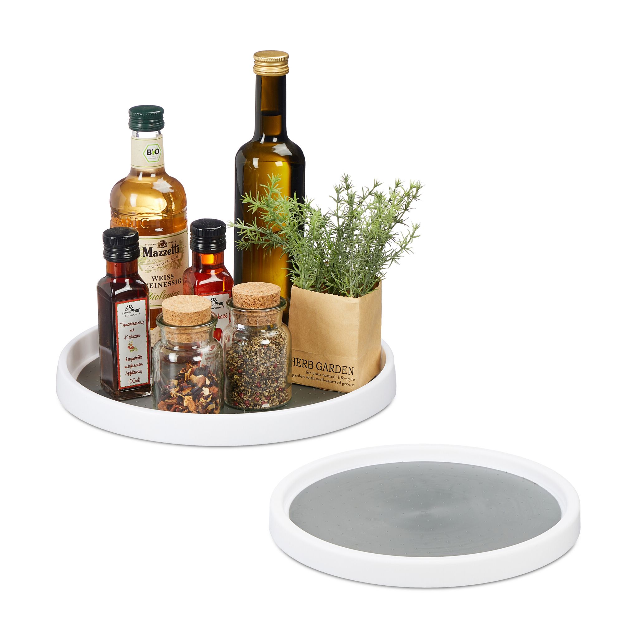 Drehteller 2er-Set Weiss-Grau