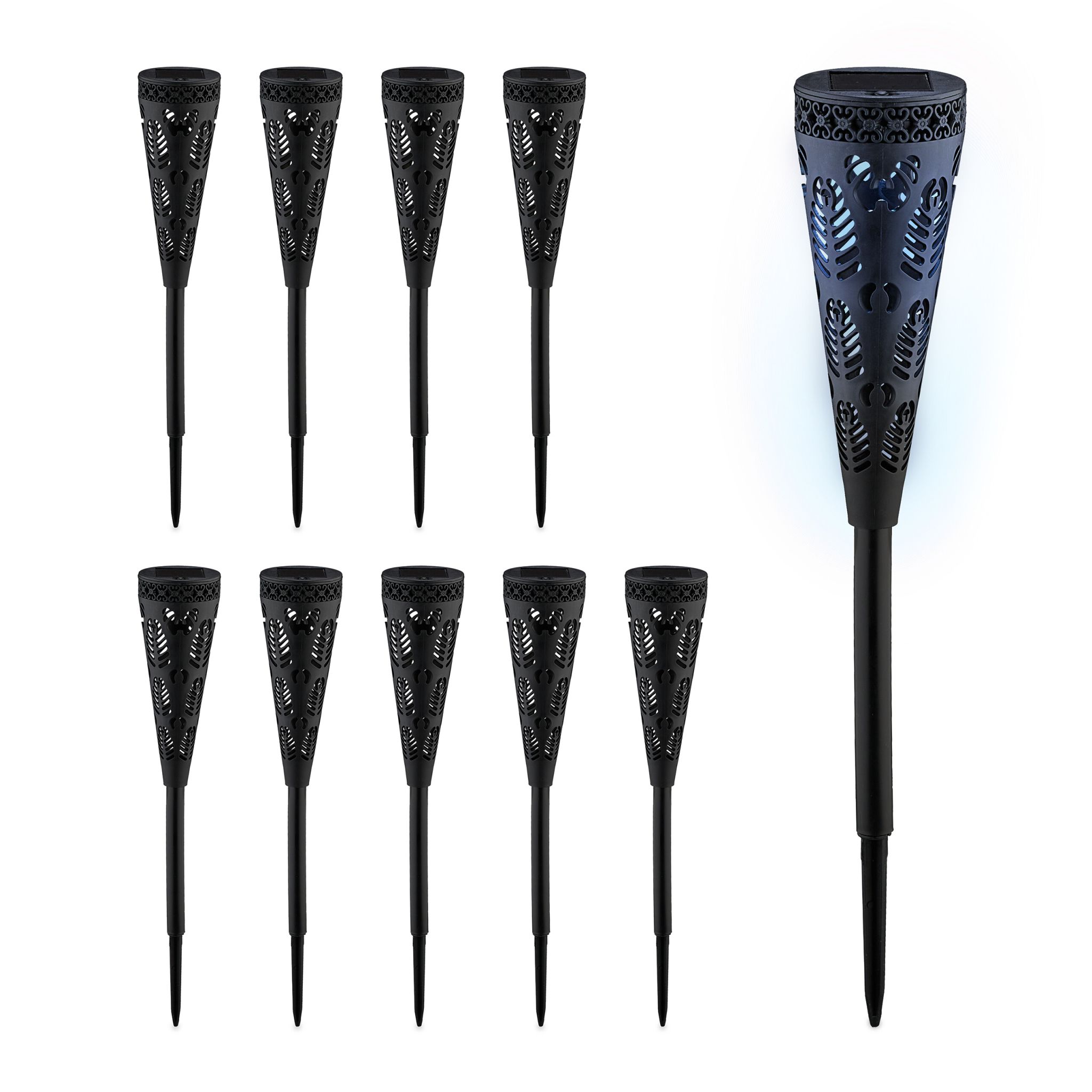 Solarlampenset mit Lichteffekt Schwarz