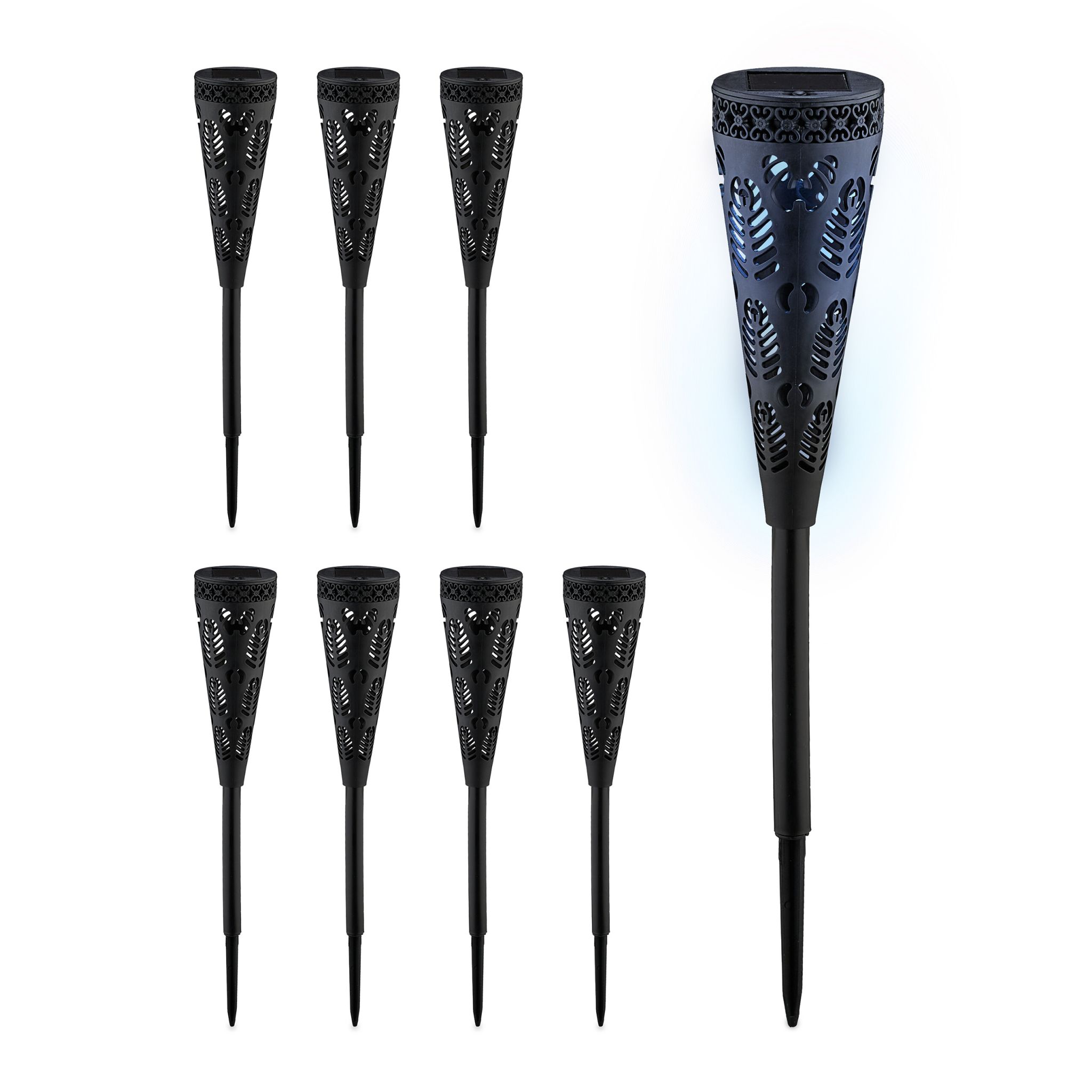 Solarlampenset mit Lichteffekt Schwarz