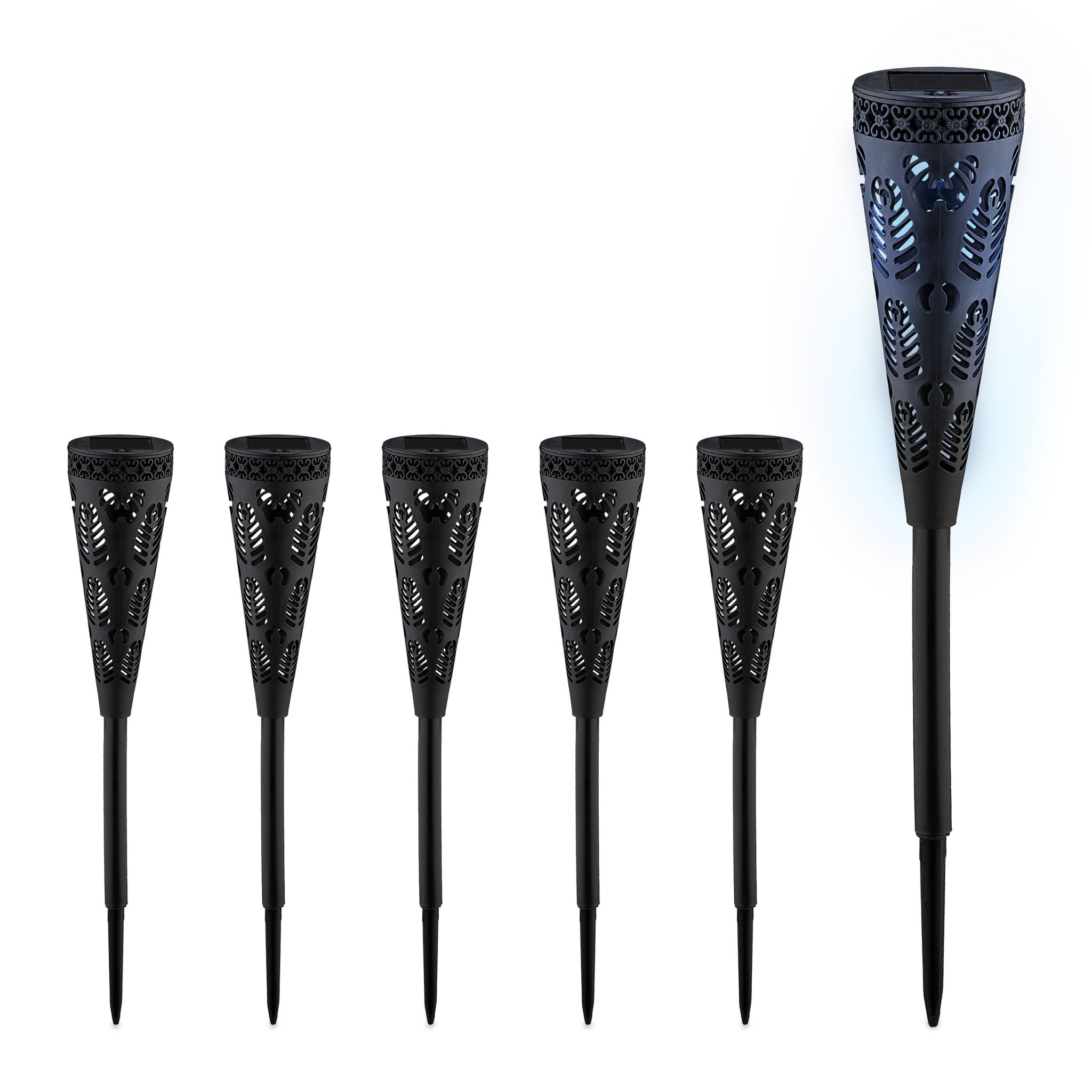 Solarlampenset mit Lichteffekt Schwarz