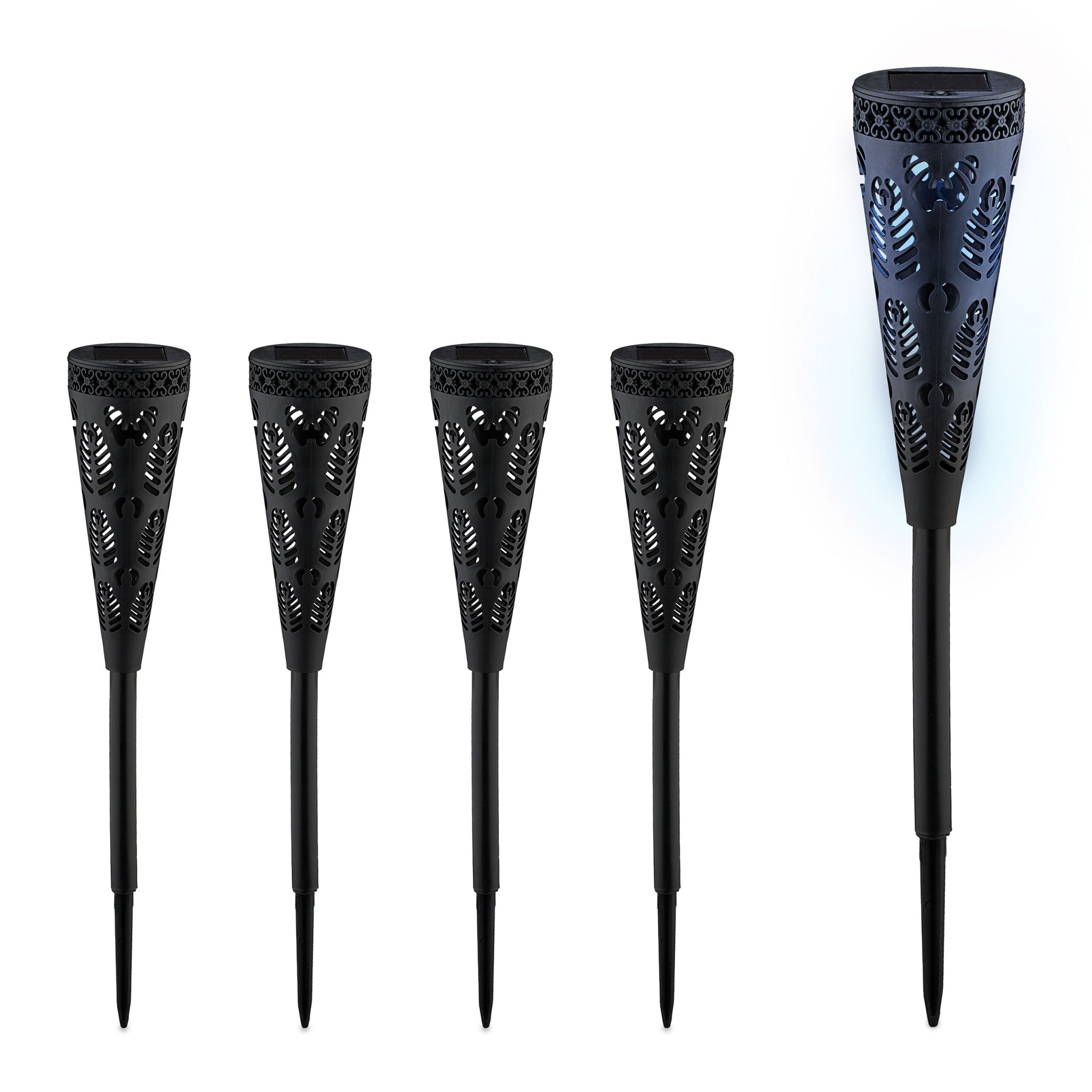 Solarlampenset mit Lichteffekt Schwarz