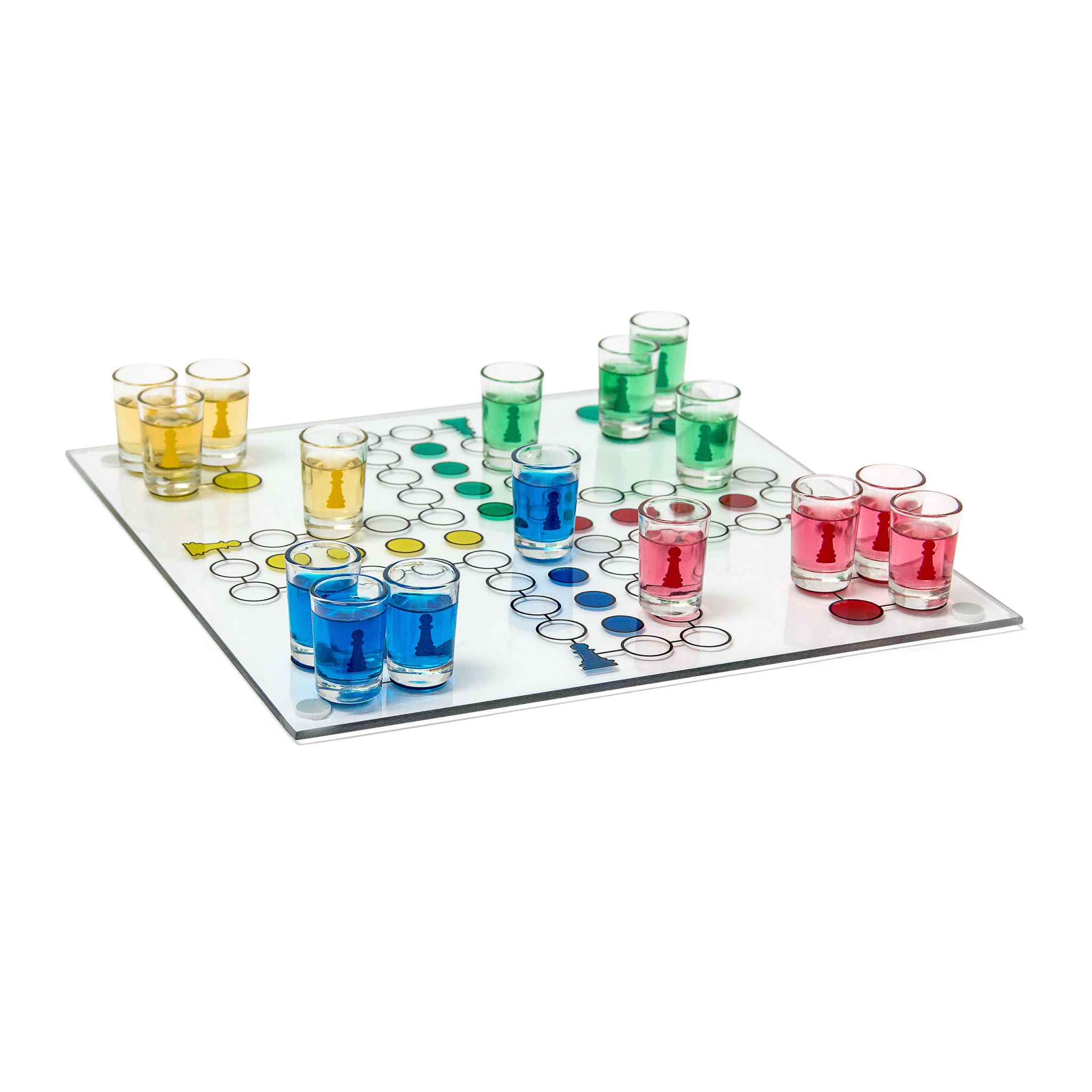 Drinking Ludo Spiel Grün-Rot-Transparent