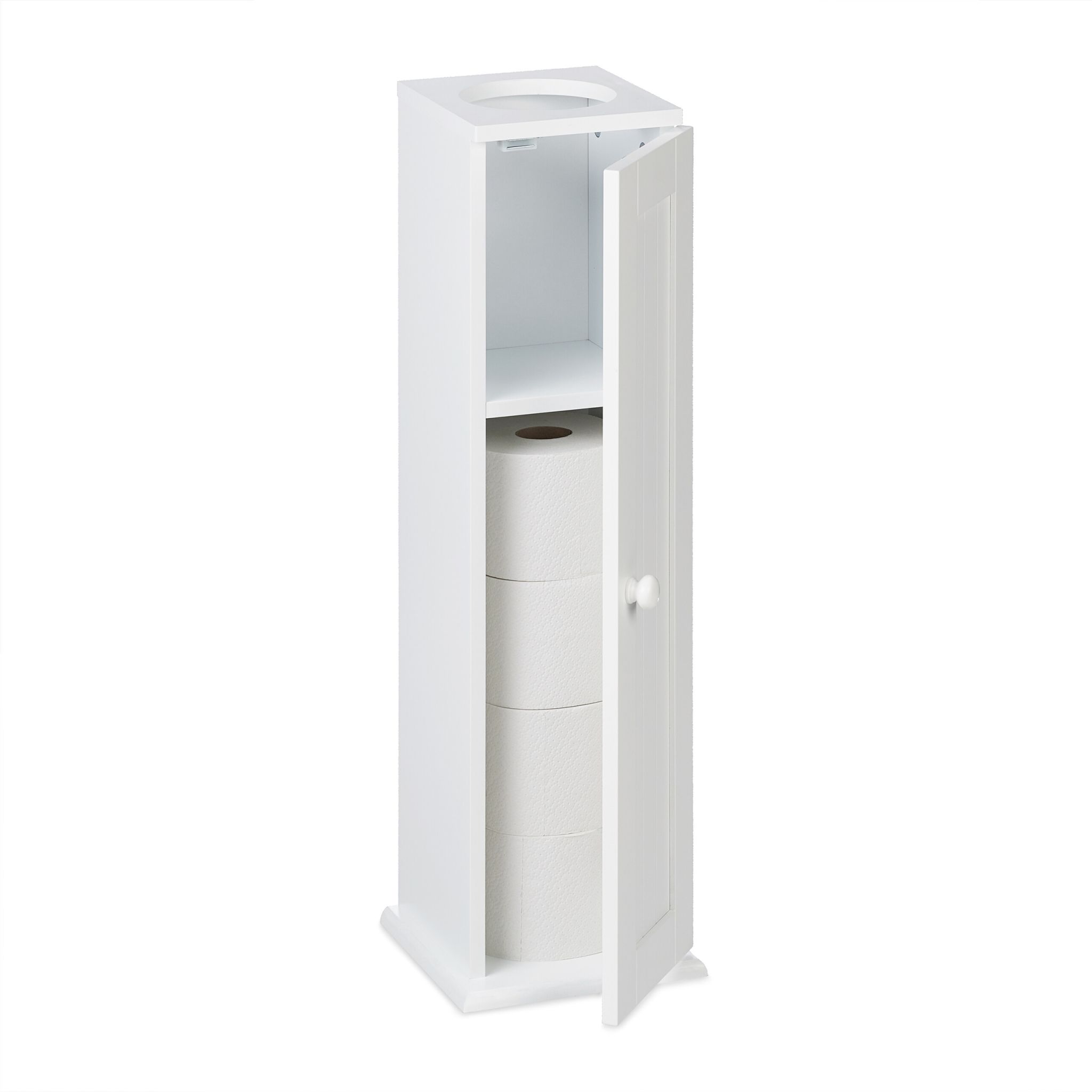 Schmaler Toilettenschrank mit 2 Ablagen Weiss