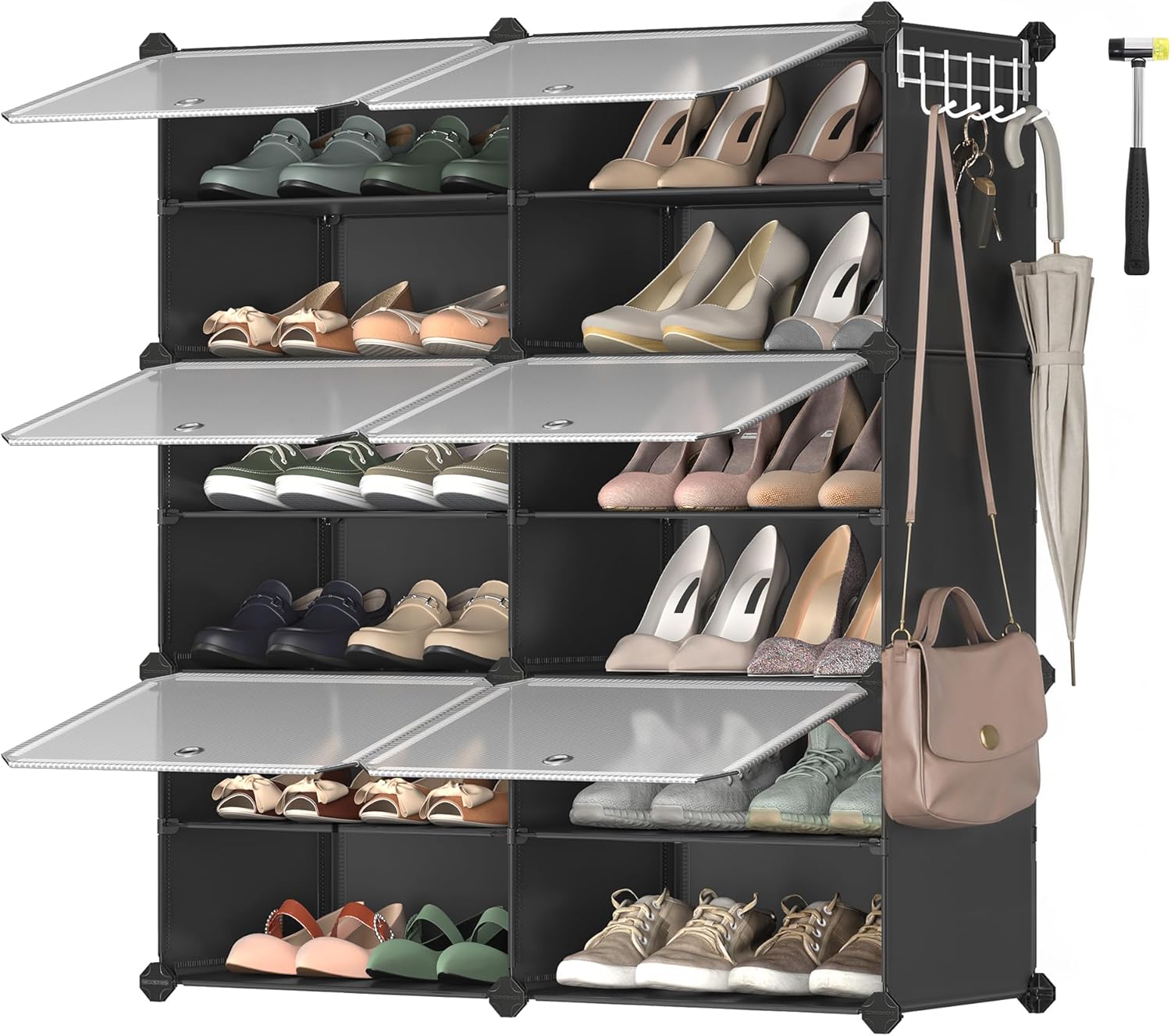 Schuhregal mit 6 Fächern tintenschwarz
