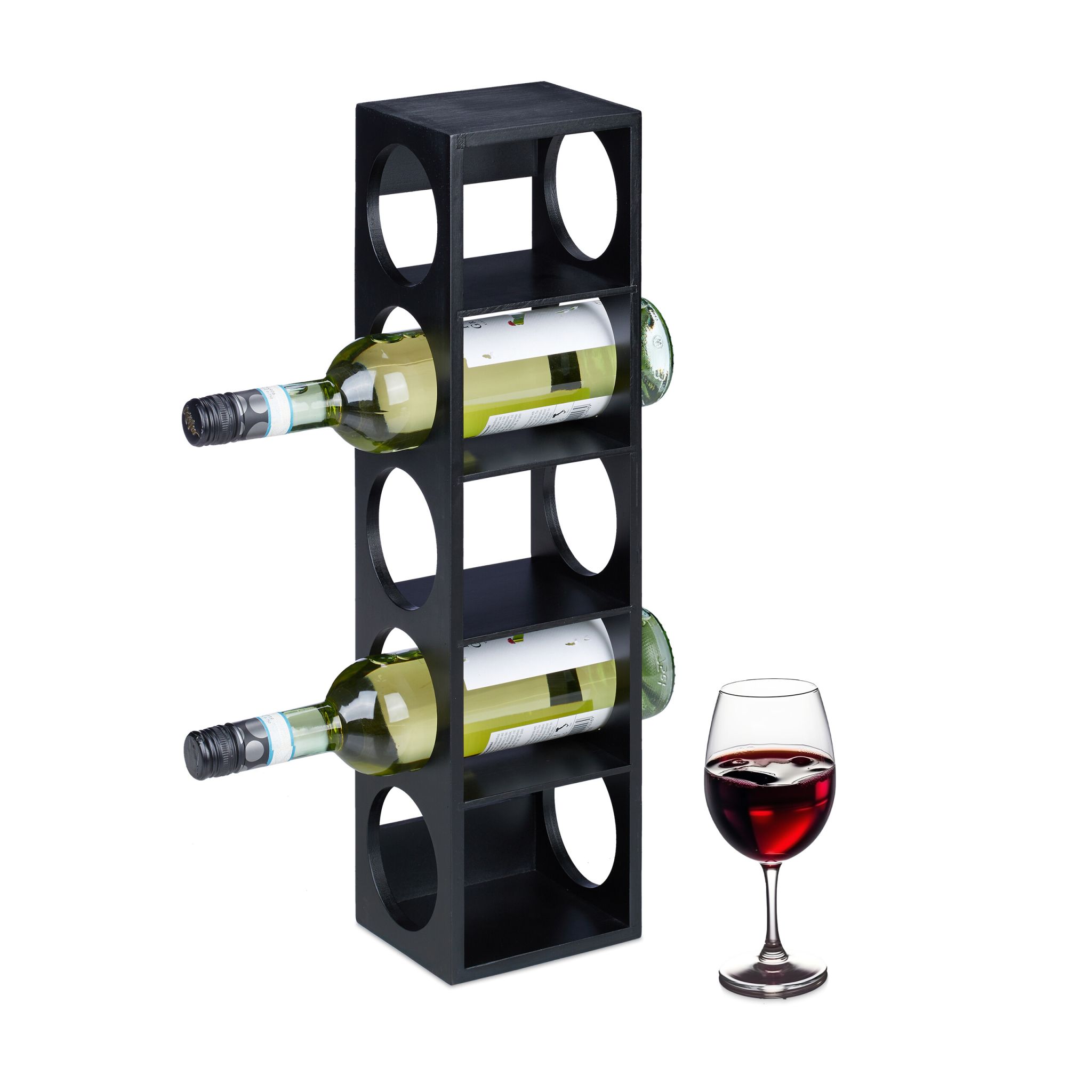 Weinregal Bambus Schwarz