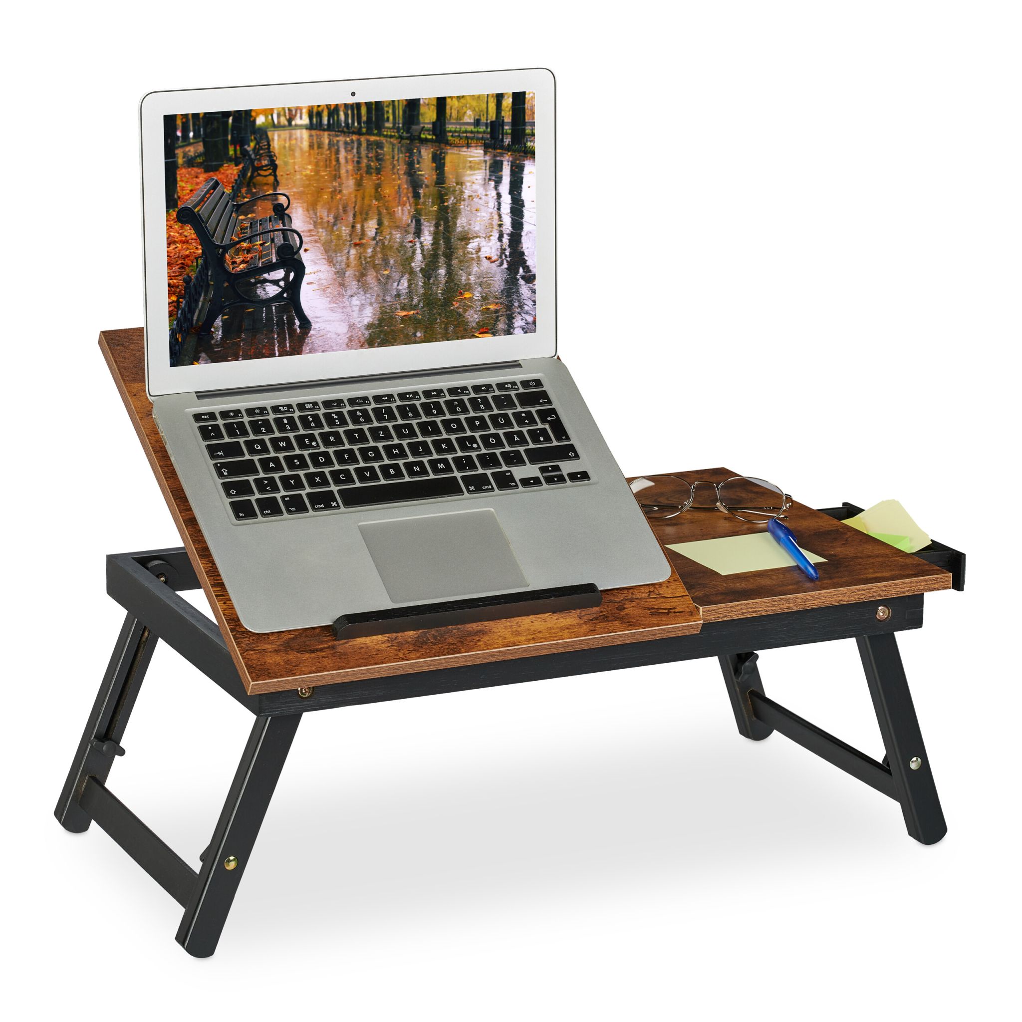 Höhenverstellbarer Laptoptisch Dunkelbraun-Schwarz