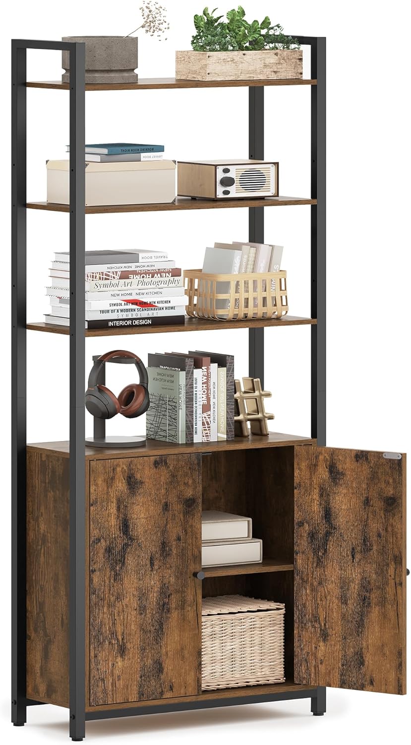 Bücherregal Standregal Metallrahmen Verstellbar Vintagebraun