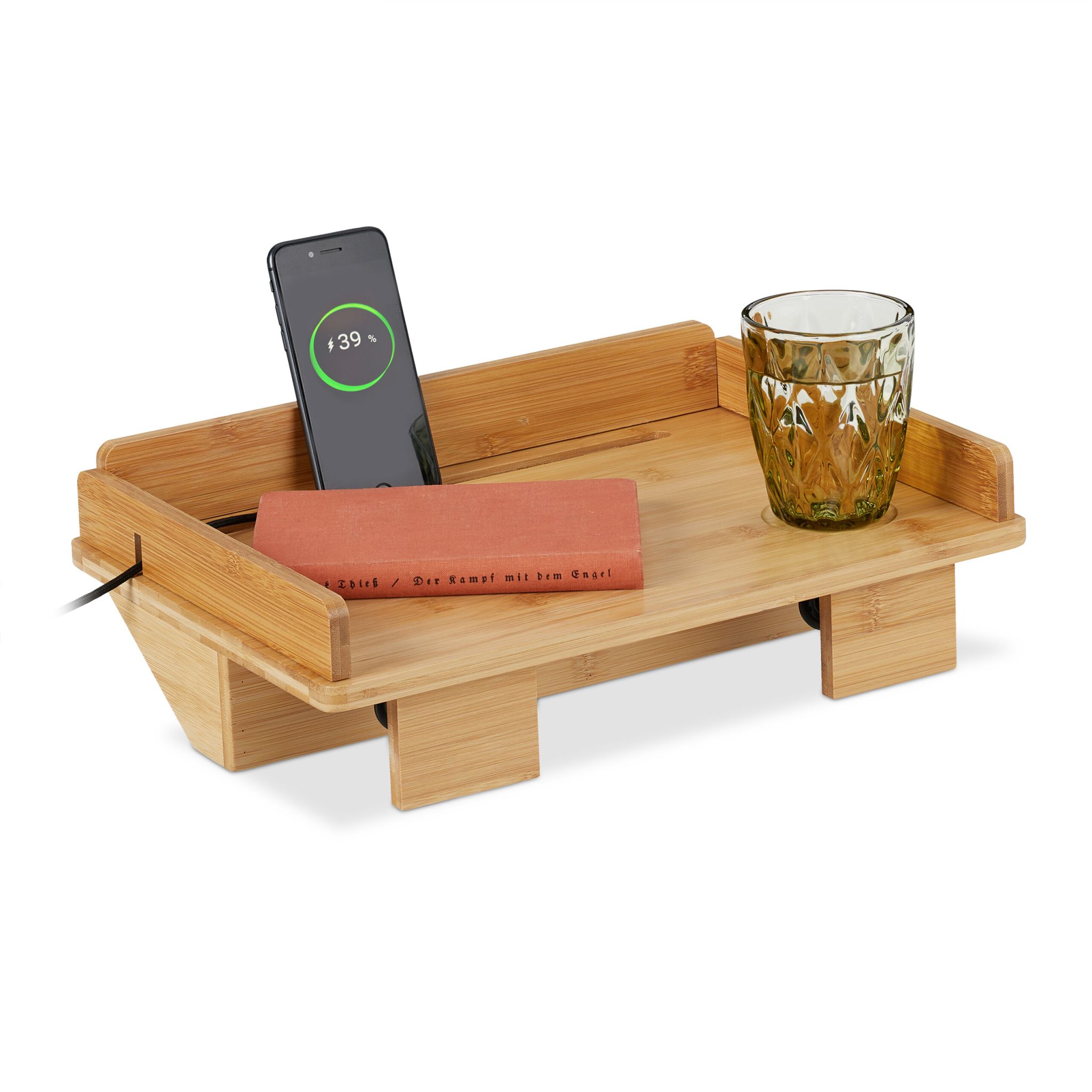 Bettablage mit Tablethalter Bambus Hellbraun