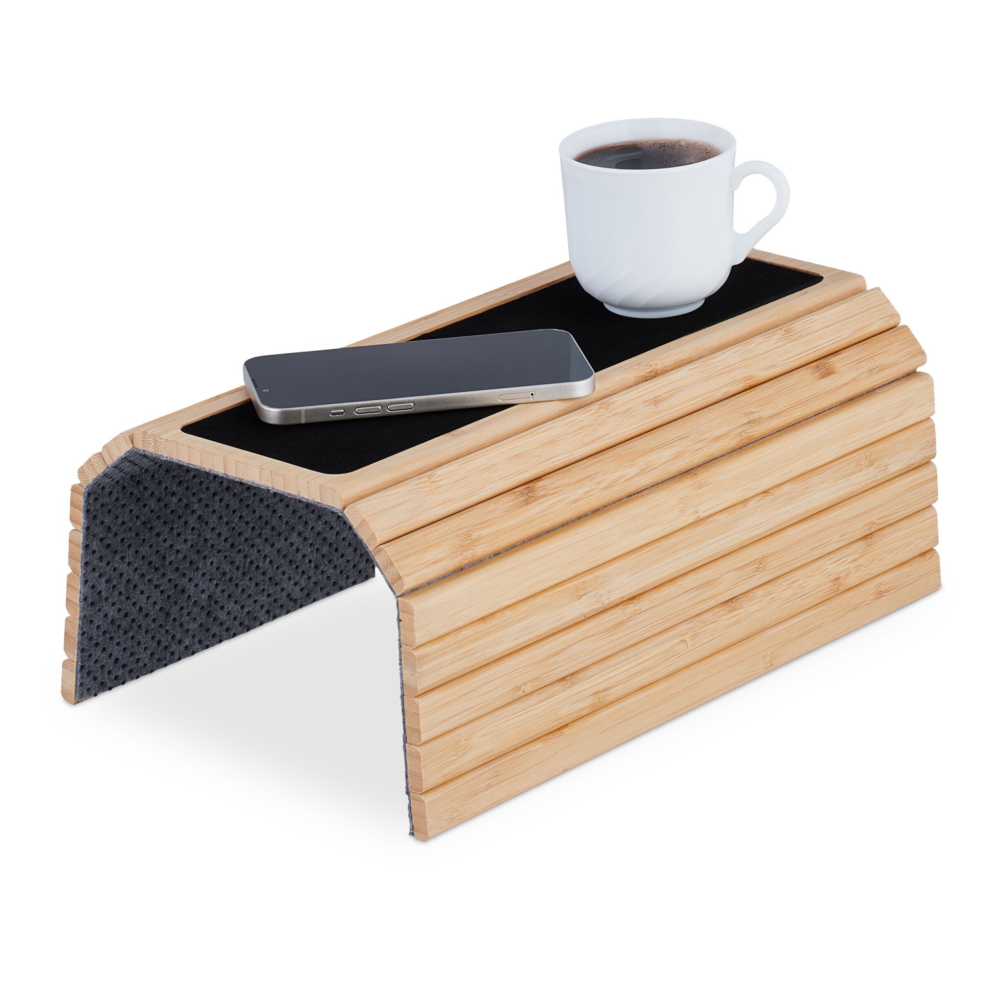 Sofatablett Bambus natur Hellbraun-Schwarz-Grau