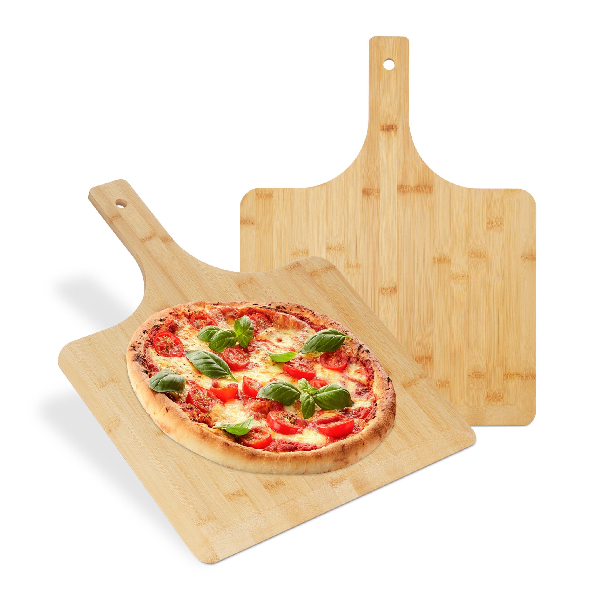 Pizzaschieber XXL Bambus 2er-Set Hellbraun
