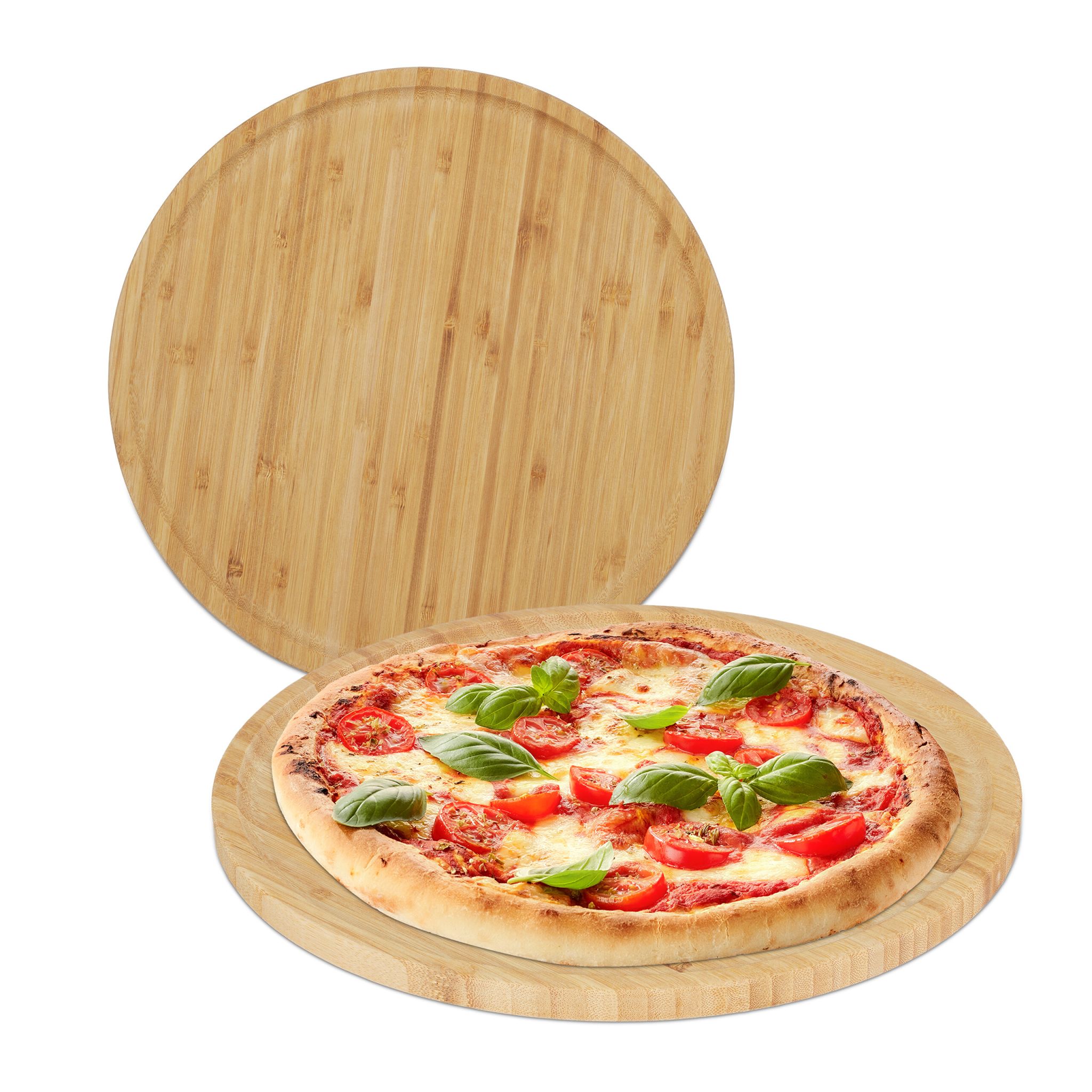 Bambus Pizzateller 2er-Set Hellbraun