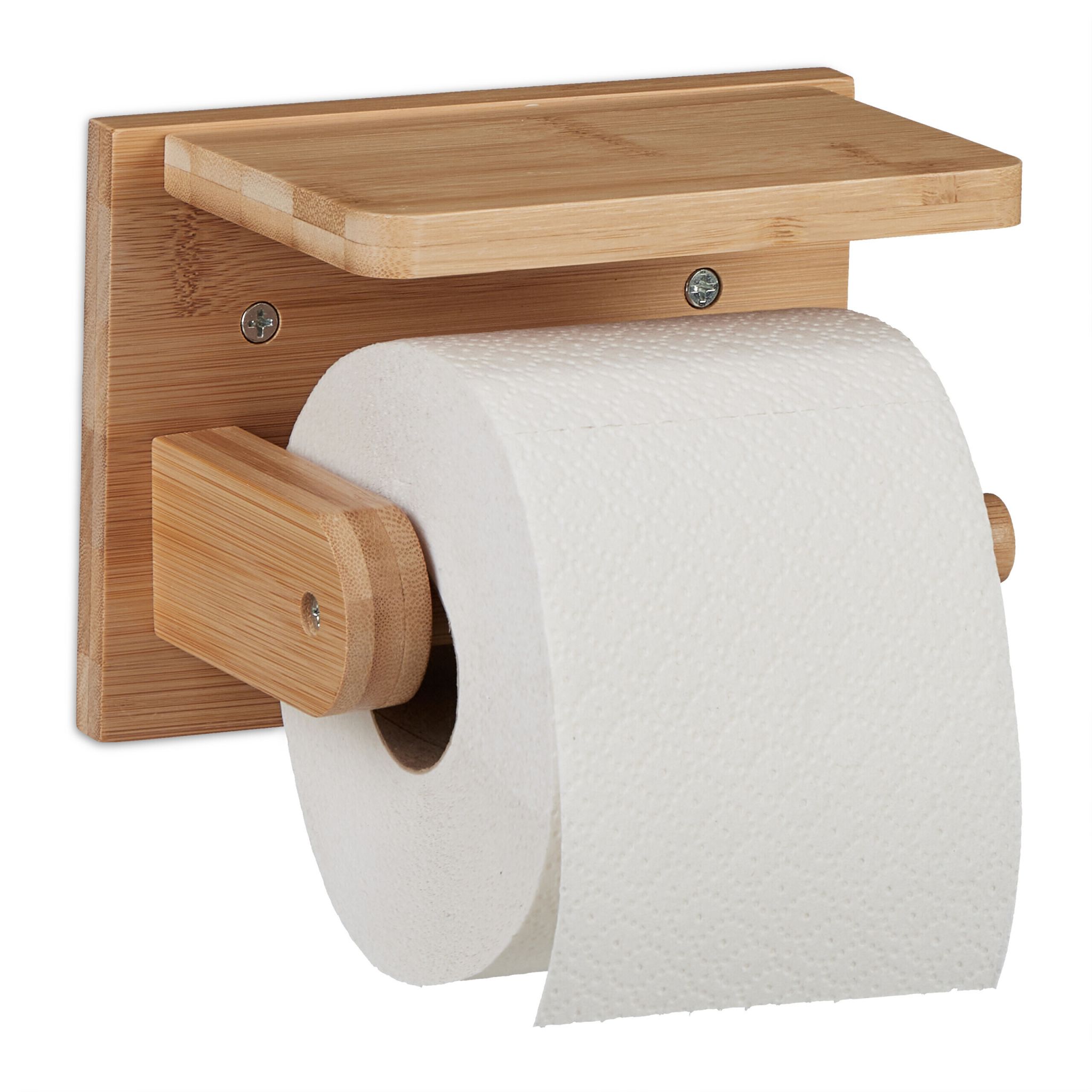 Bambus Toilettenpapierhalter mit Ablage Hellbraun